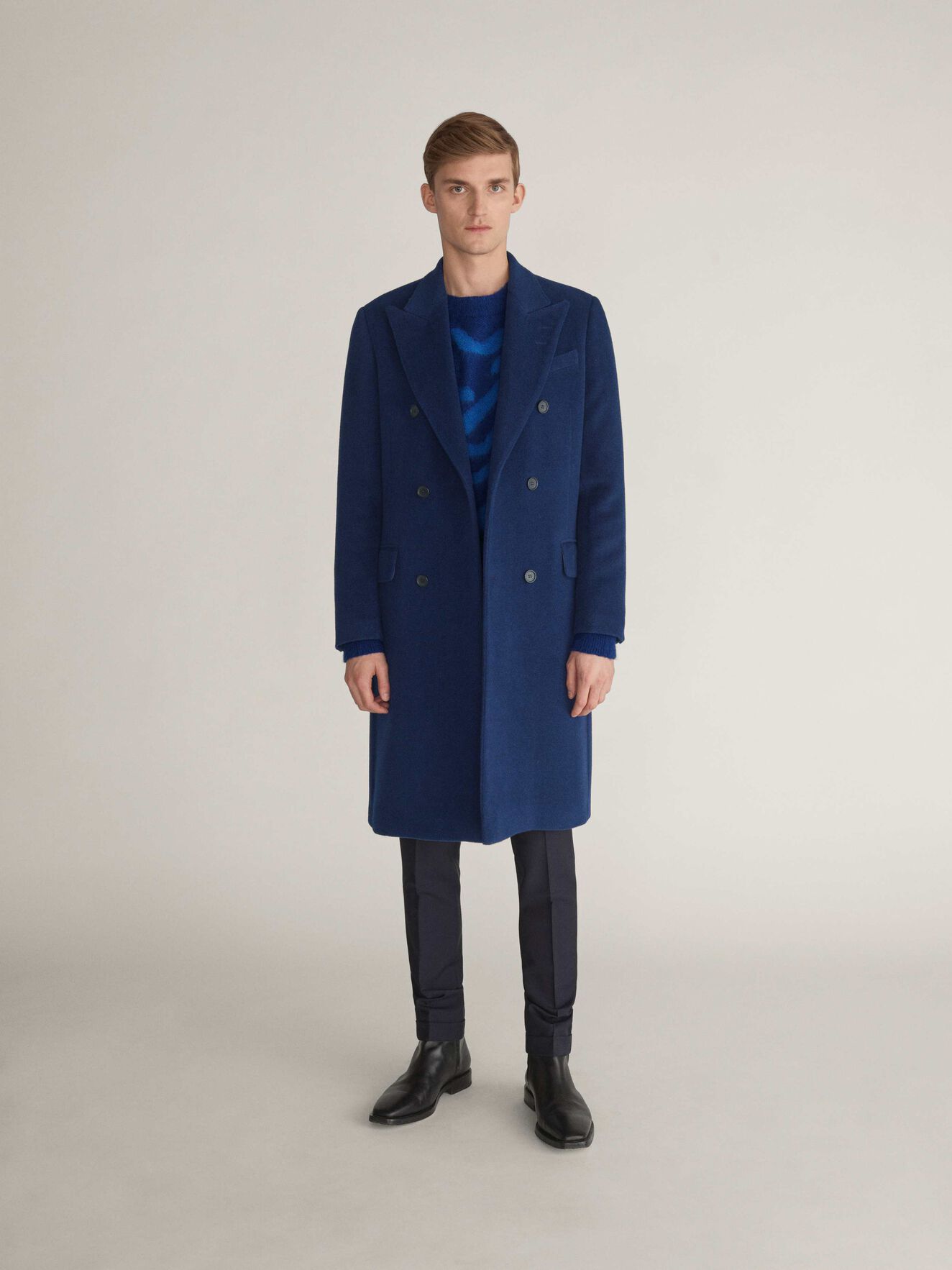Coltron Coat in Pop Blue from Tiger of Sweden Coltron Coat in Pop Blue from Tiger of Sweden