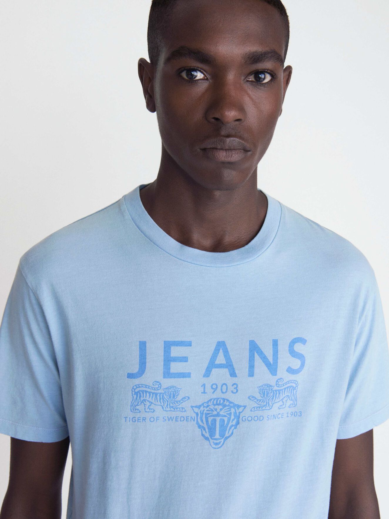 Fleek Pr t-shirt in Chambray Blue from Tiger of Sweden Fleek Pr t-shirt in Chambray Blue from Tiger of Sweden