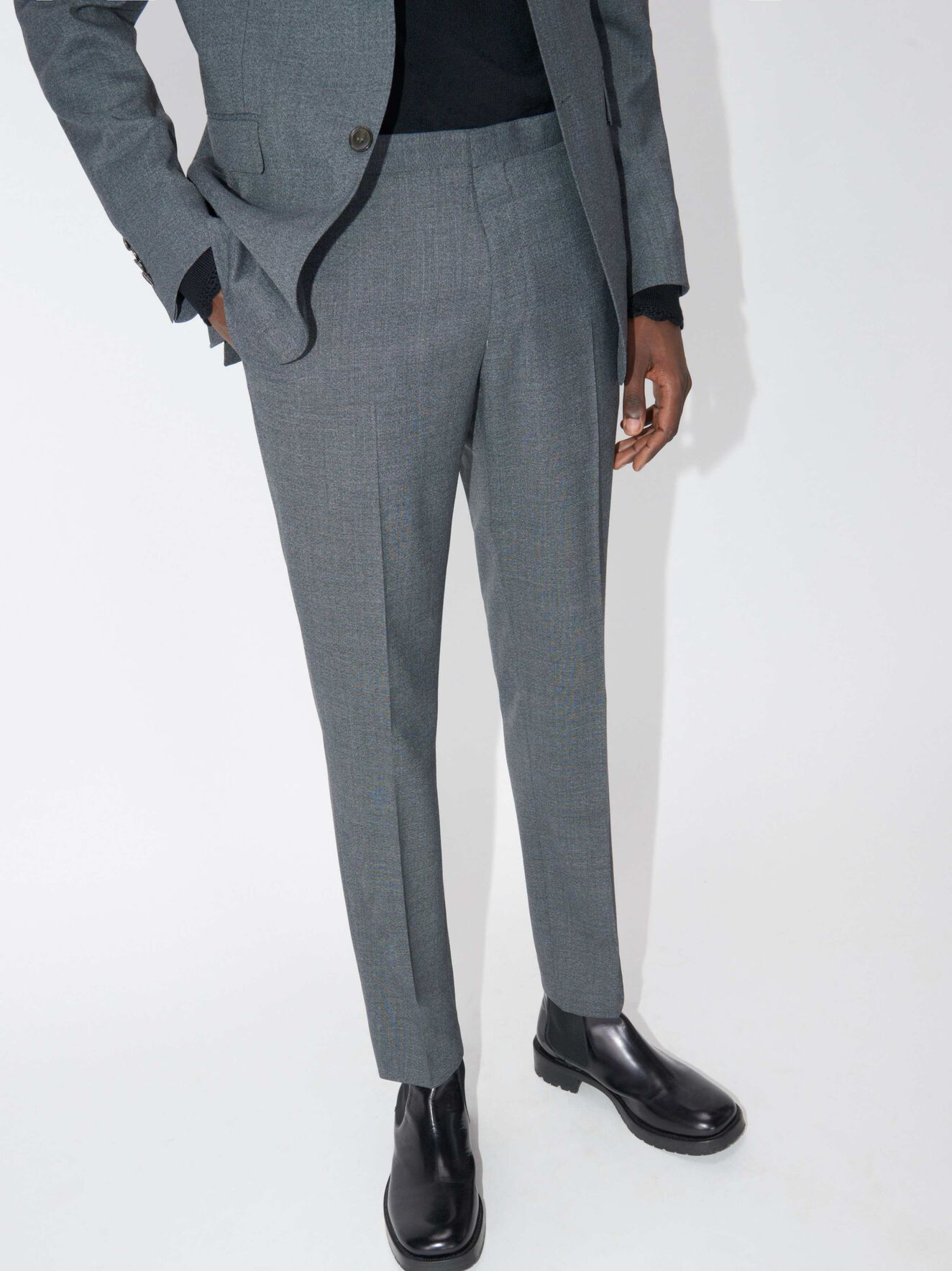Todd Trousers in Med Grey Mel from Tiger of Sweden Todd Trousers in Med Grey Mel from Tiger of Sweden