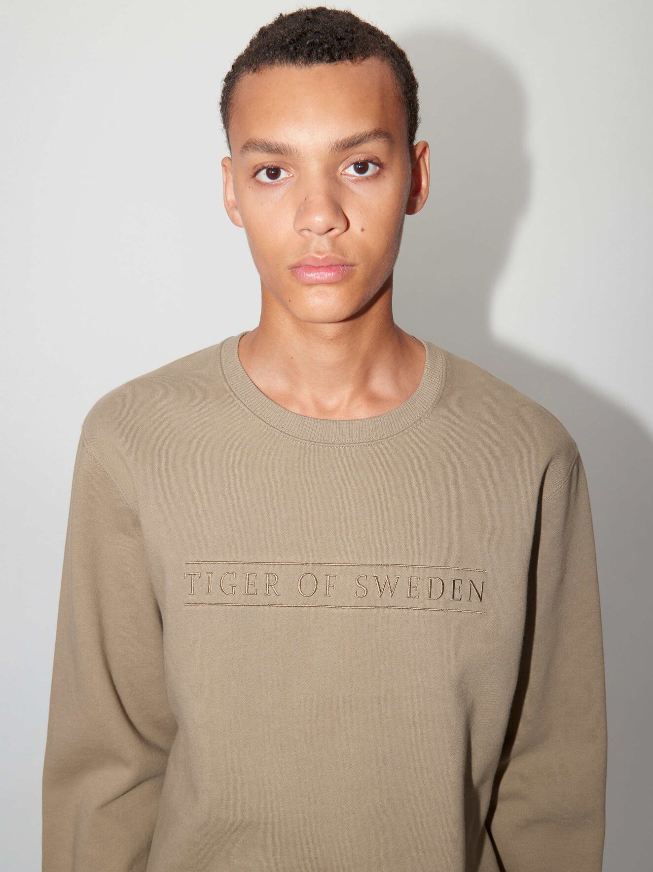 Tano Emb Sweatshirt in Sand from Tiger of Sweden Tano Emb Sweatshirt in Sand from Tiger of Sweden