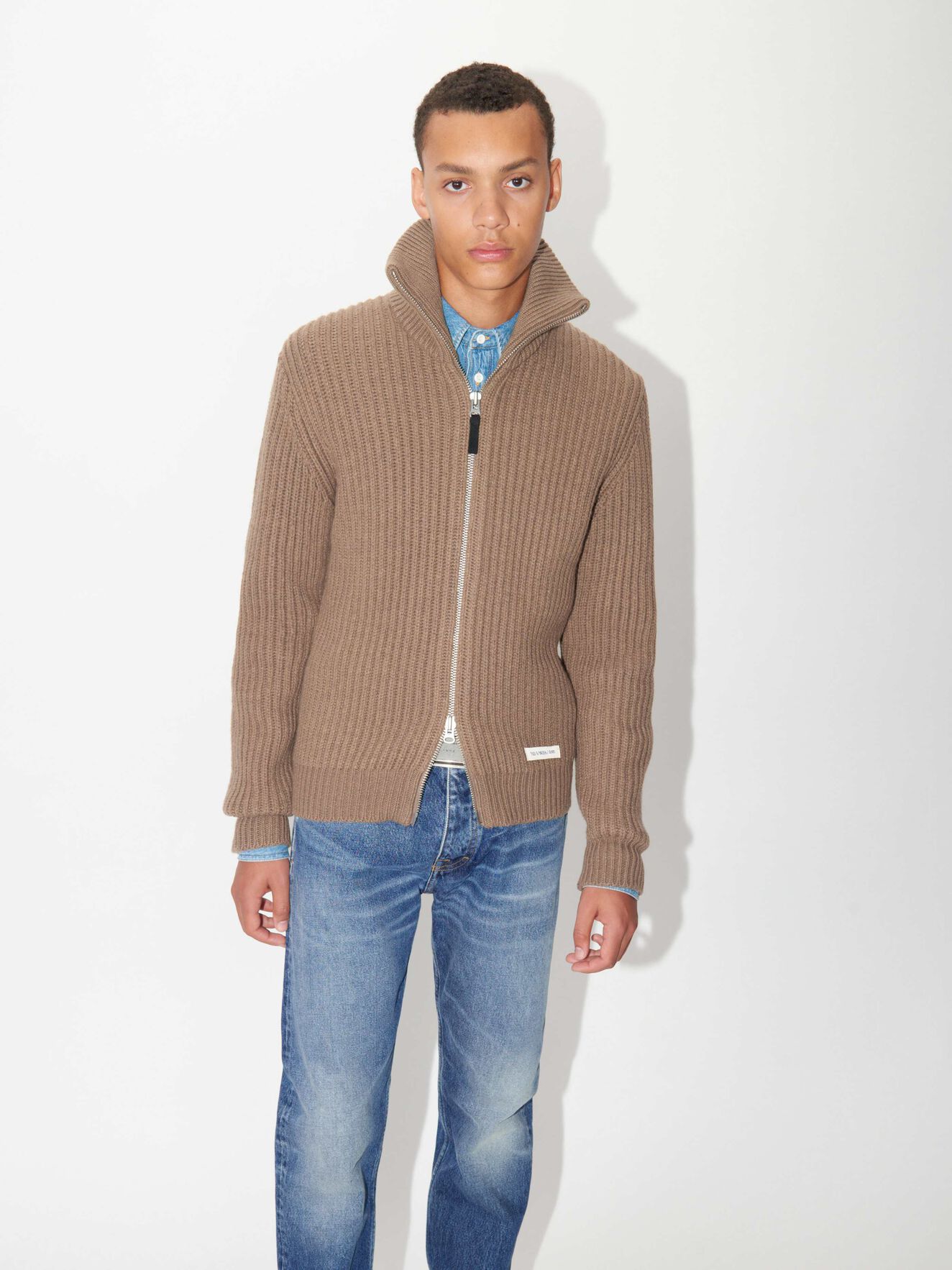 Zip 2W Cardigan in Sand from Tiger of Sweden Zip 2W Cardigan in Sand from Tiger of Sweden