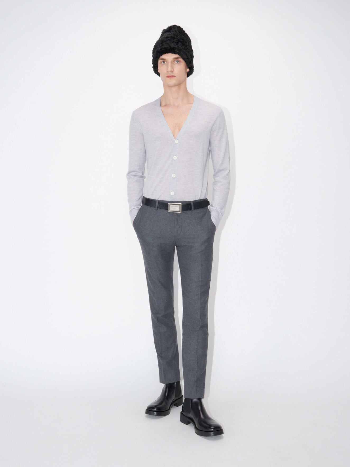 Navid Cardigan in Light grey melange from Tiger of Sweden Navid Cardigan in Light grey melange from Tiger of Sweden