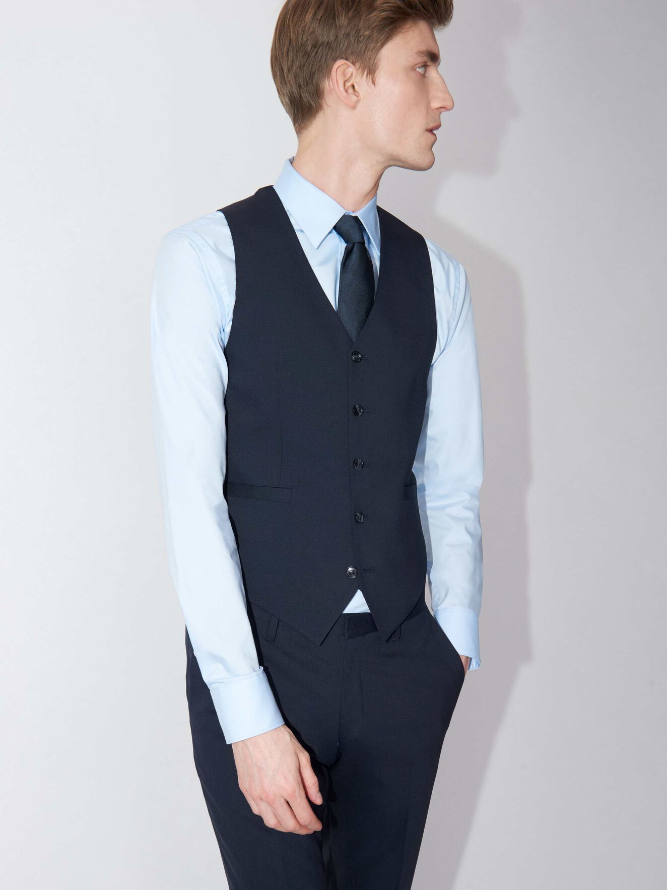 Litt Waistcoat in Sky Captain from Tiger of Sweden Litt Waistcoat in Sky Captain from Tiger of Sweden