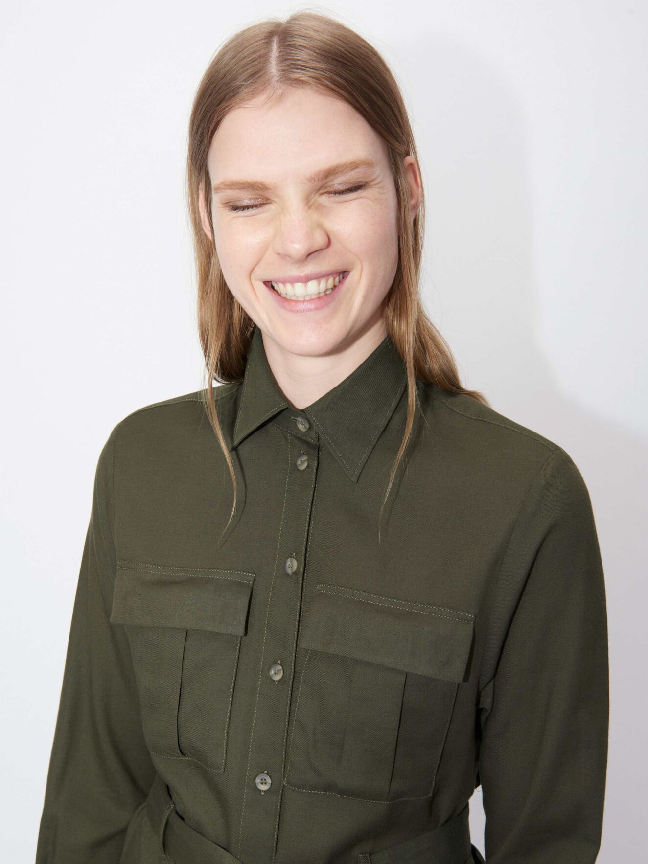 Trollios Shirt Dress in Forest from Tiger of Sweden Trollios Shirt Dress in Forest from Tiger of Sweden