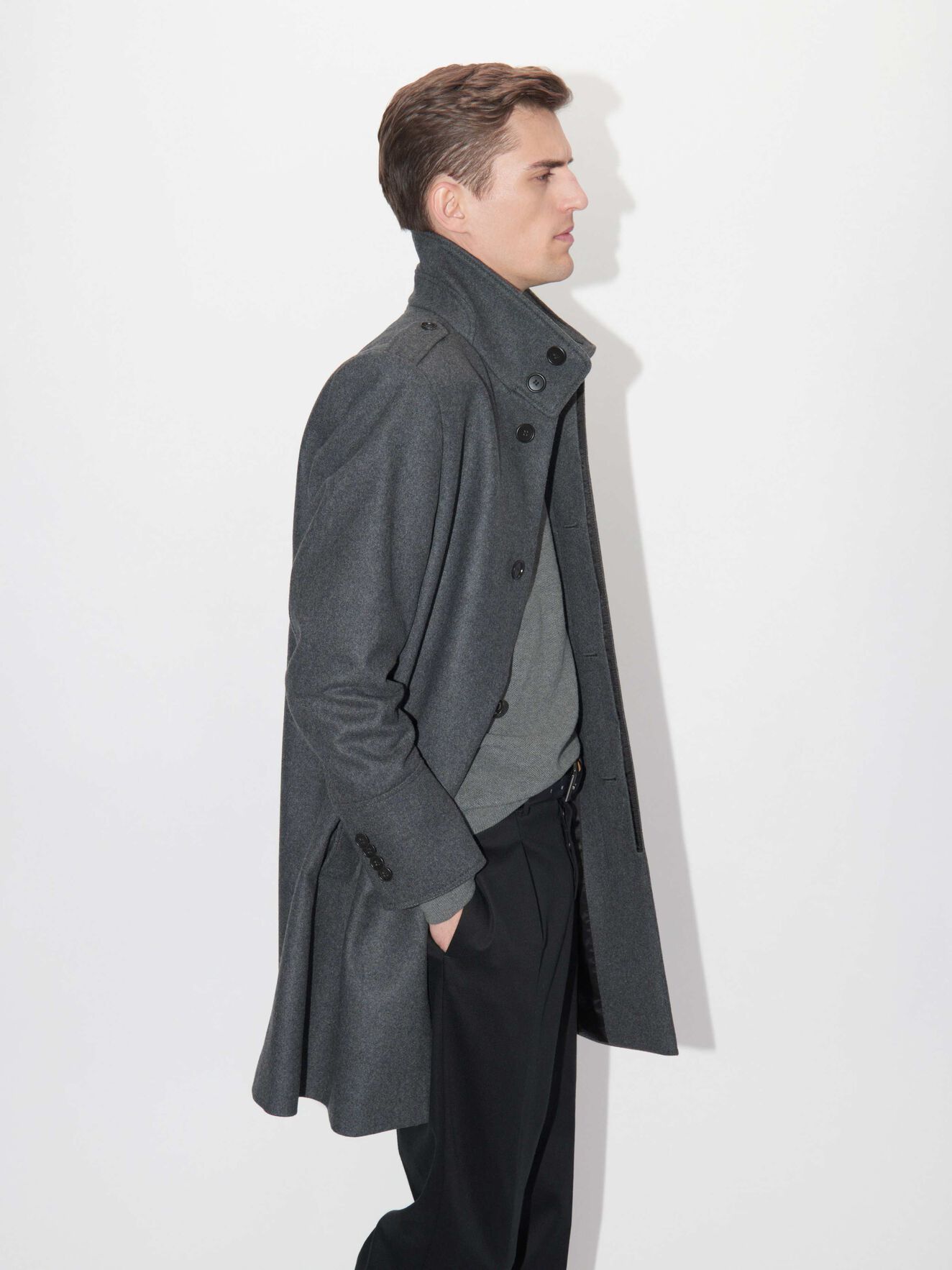 Cunning Coat in Black/grey melange from Tiger of Sweden Cunning Coat in Black/grey melange from Tiger of Sweden