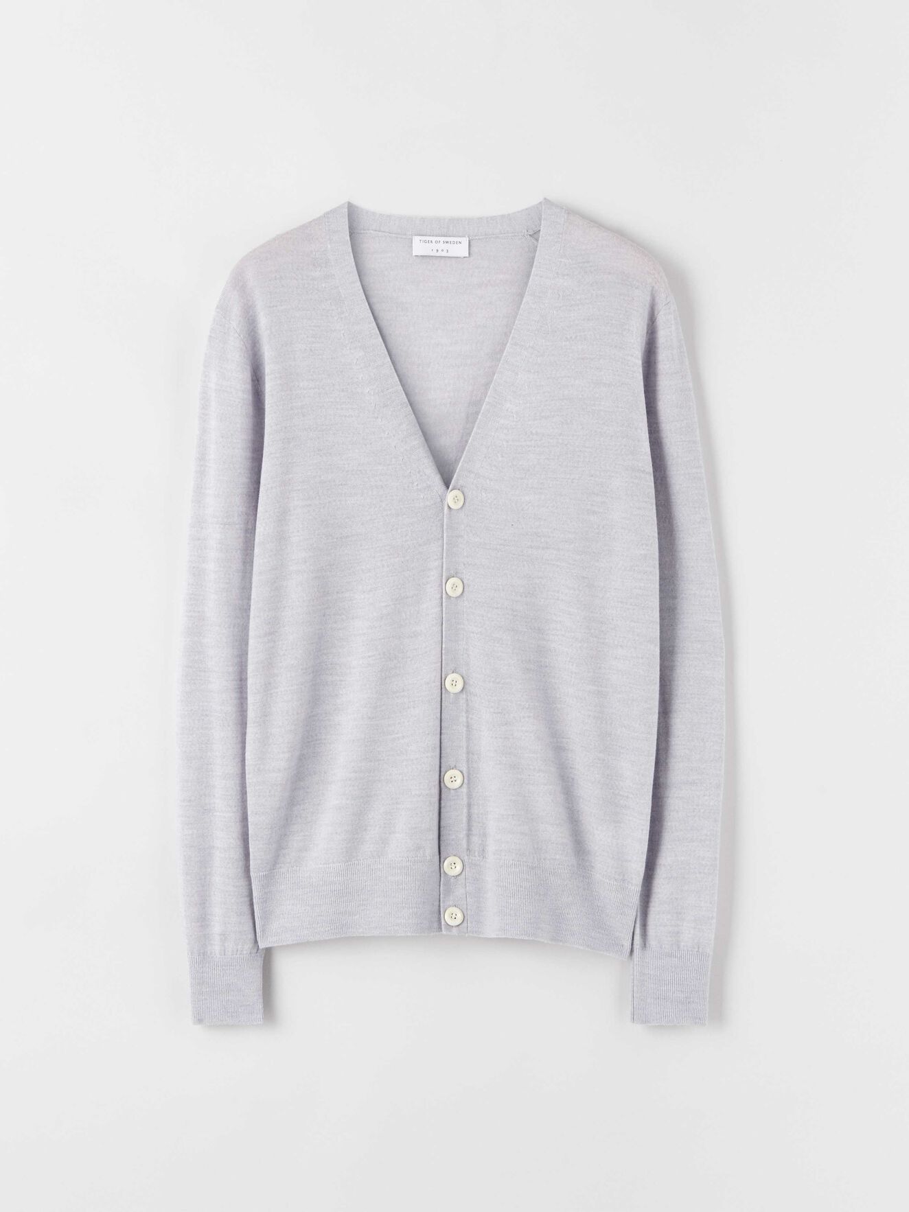 Navid Cardigan in Light grey melange from Tiger of Sweden Navid Cardigan in Light grey melange from Tiger of Sweden