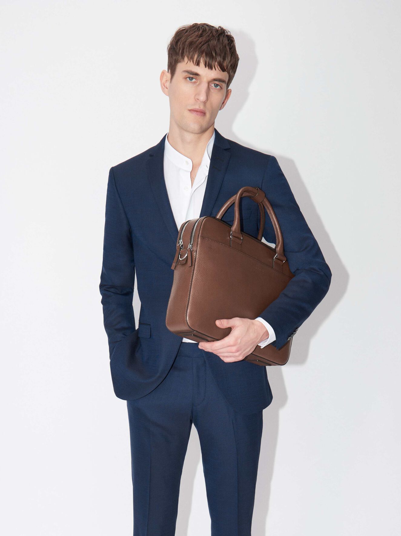Burin Briefcase in Cognac from Tiger of Sweden Burin Briefcase in Cognac from Tiger of Sweden