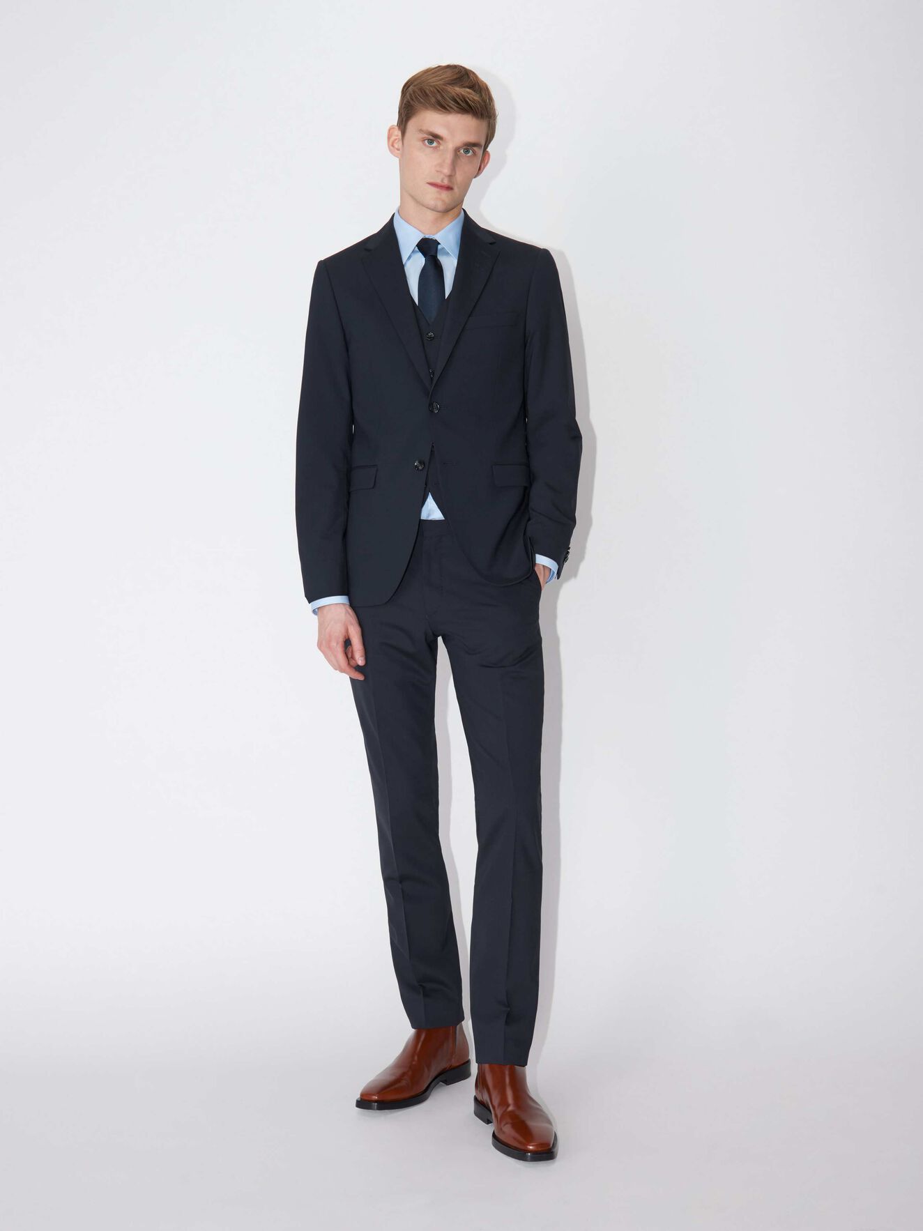 Litt Waistcoat in Sky Captain from Tiger of Sweden Litt Waistcoat in Sky Captain from Tiger of Sweden