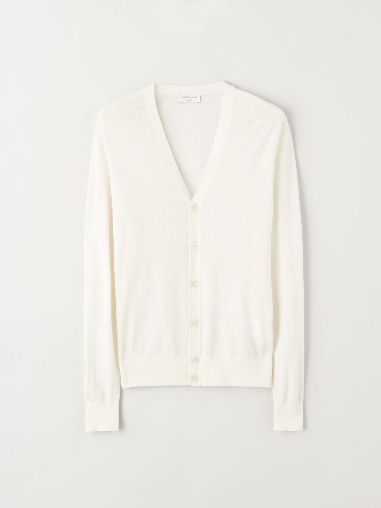 Navid Cardigan in Soft White from Tiger of Sweden Navid Cardigan in Soft White from Tiger of Sweden