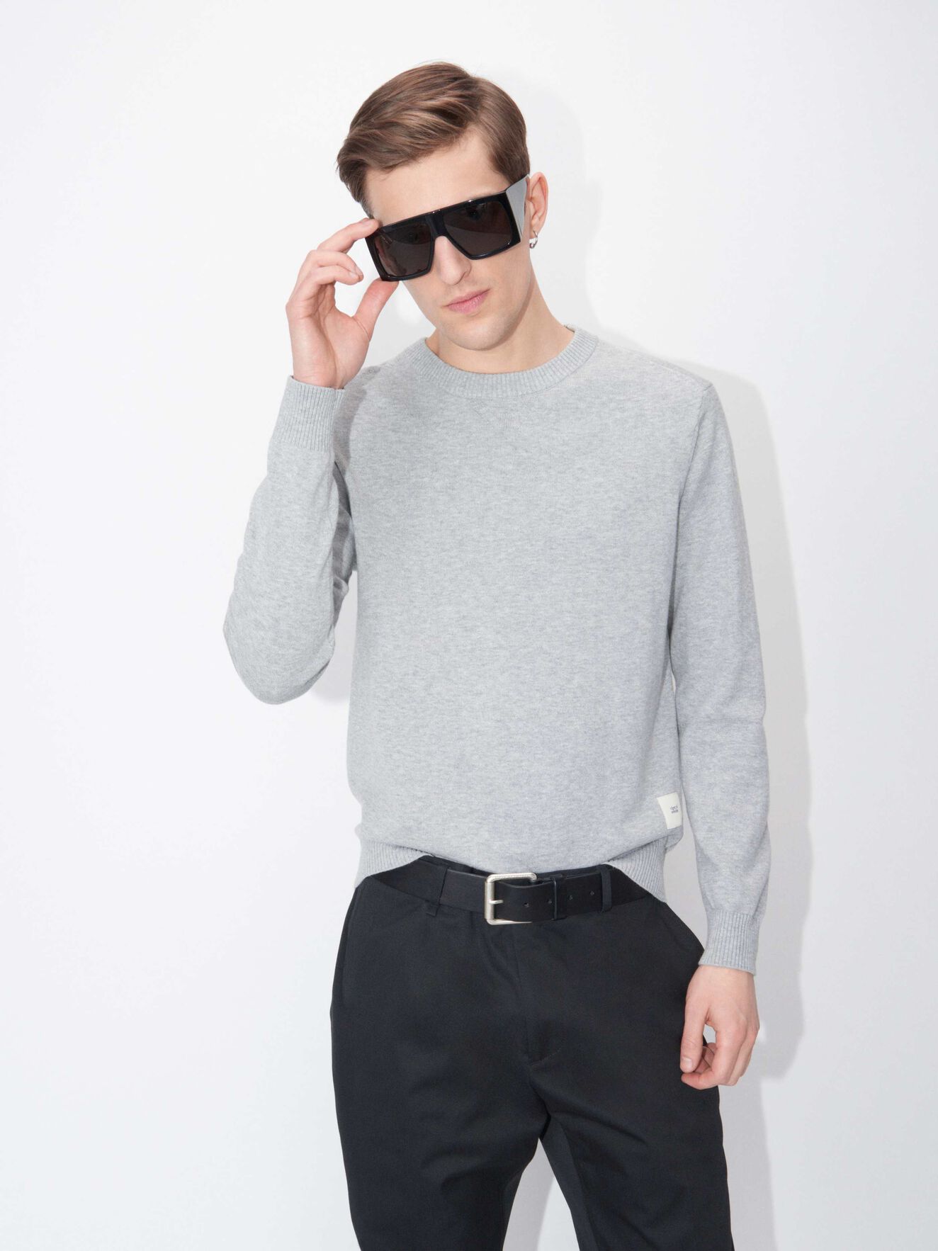 Lang Pullover in Light grey melange from Tiger of Sweden Lang Pullover in Light grey melange from Tiger of Sweden