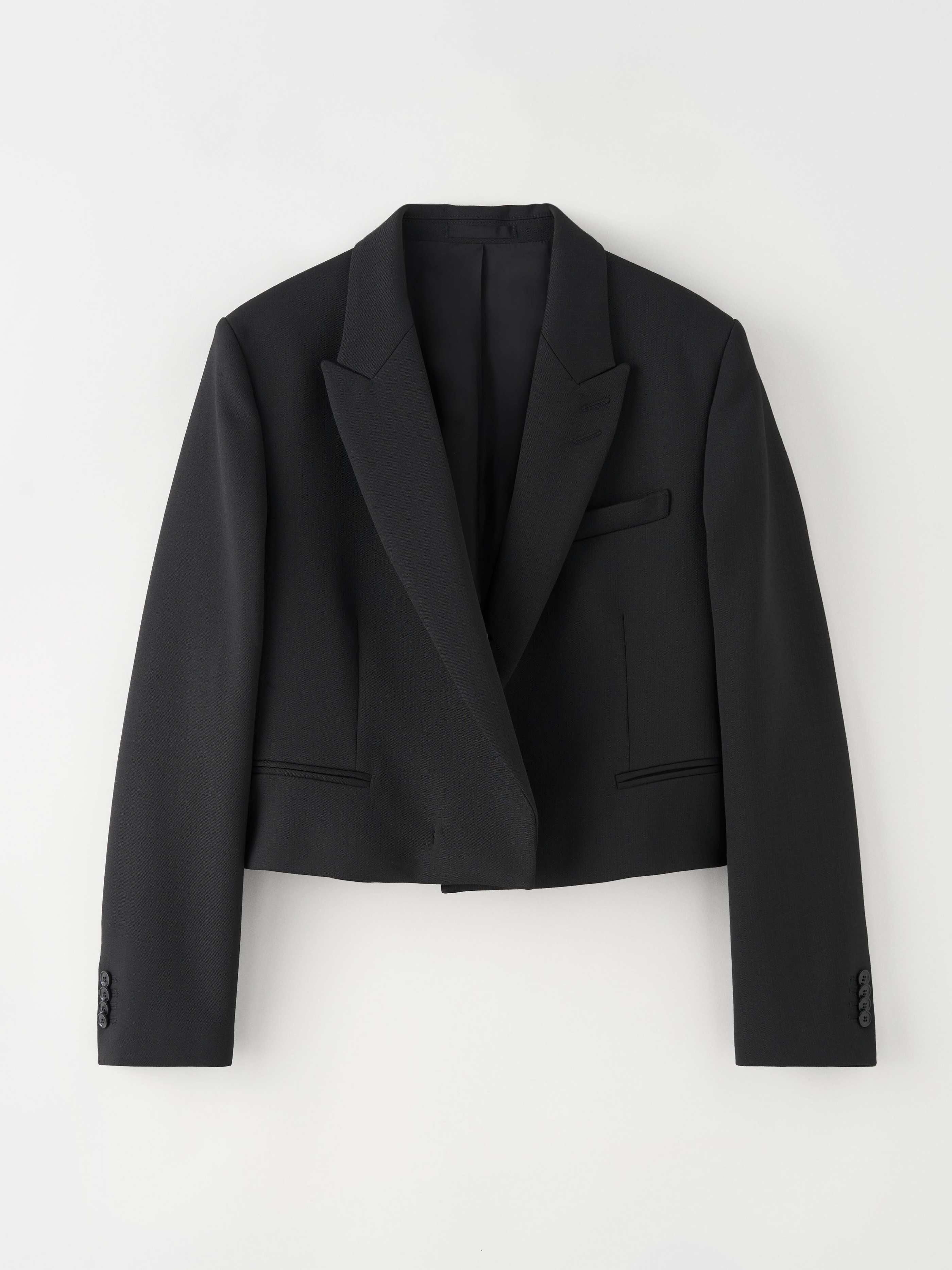 black cropped suit jacket