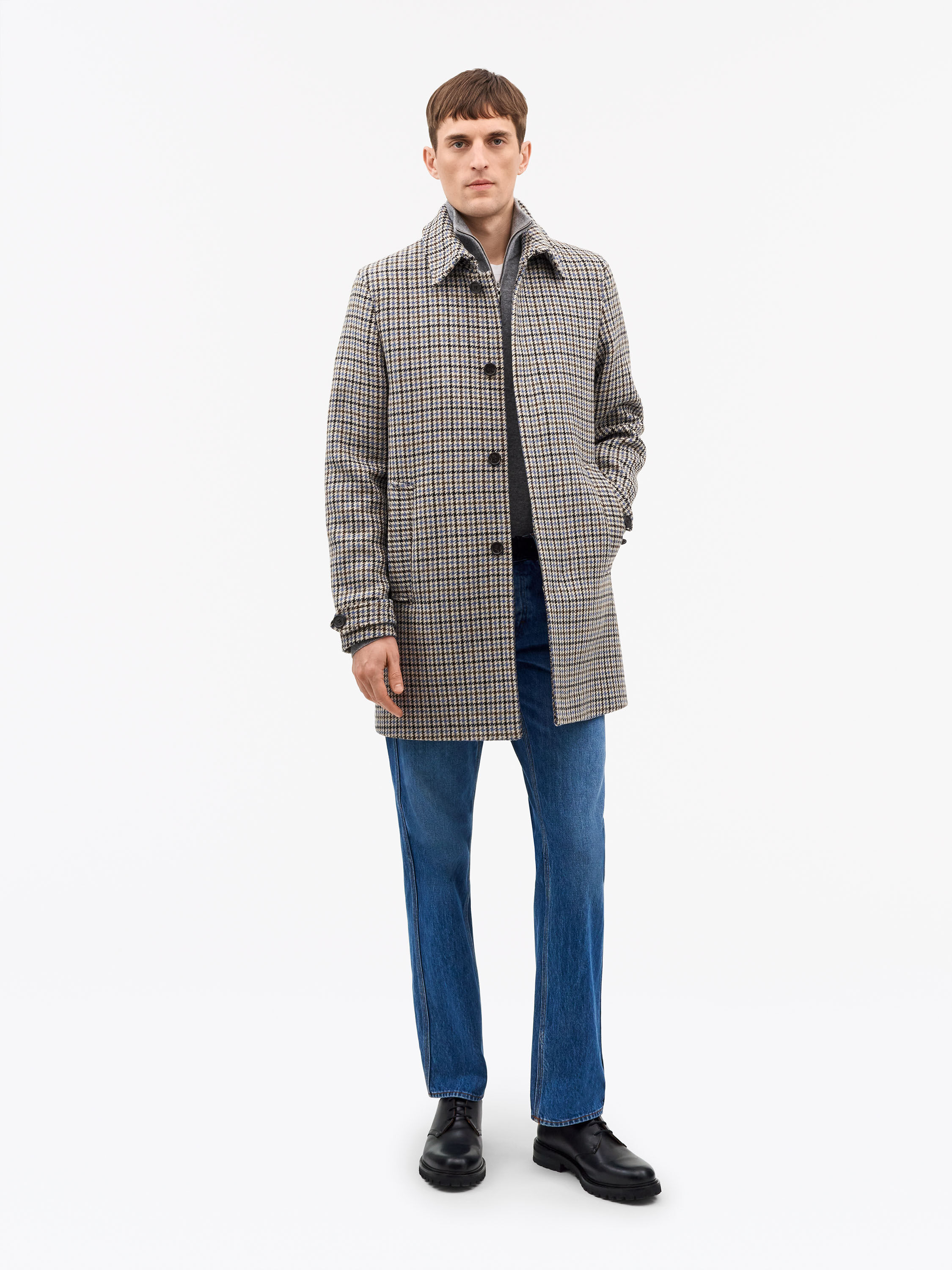 Cane Houndstooth Wool Coat