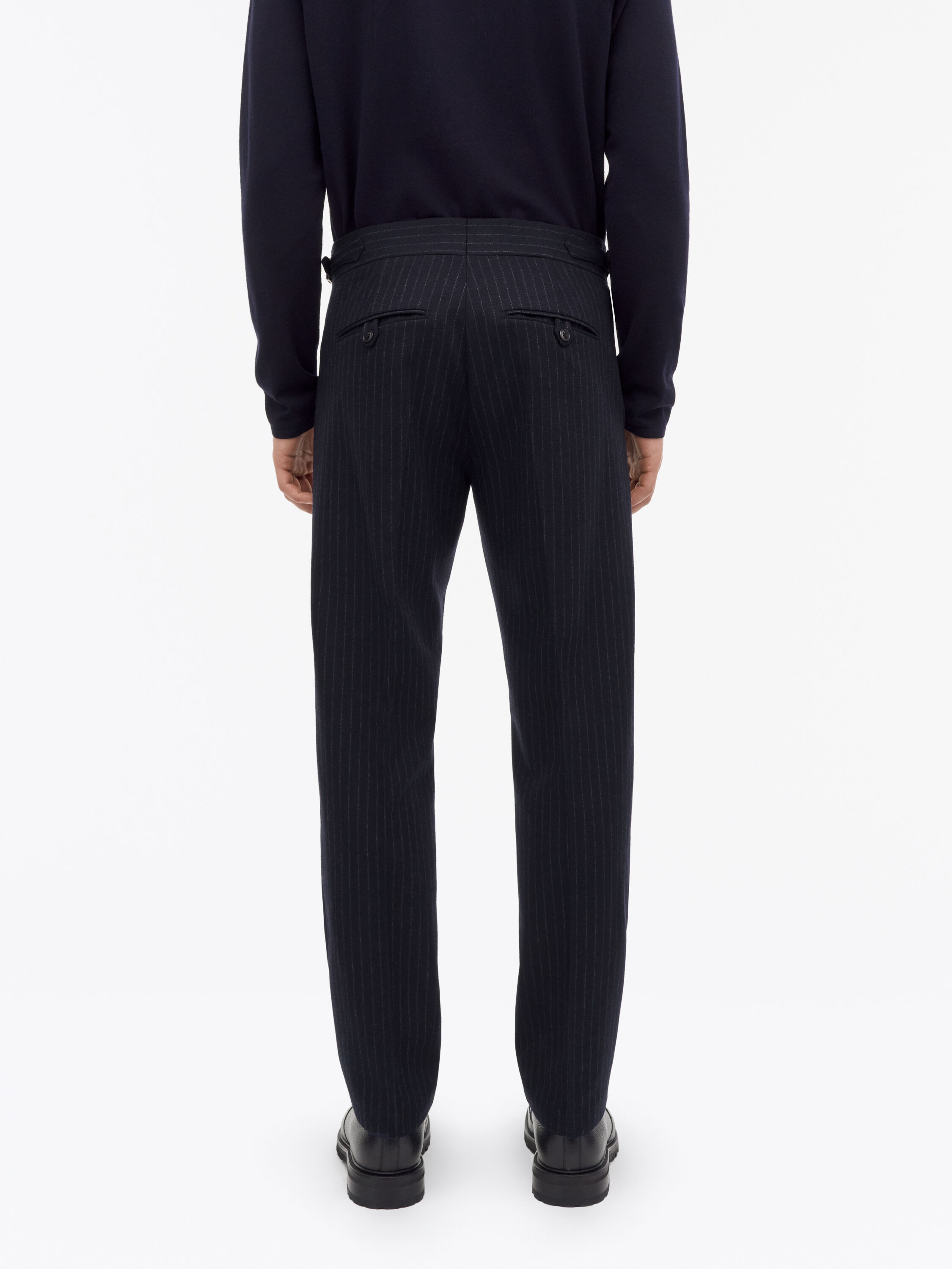 Tense A Pinstripe Wool Trousers