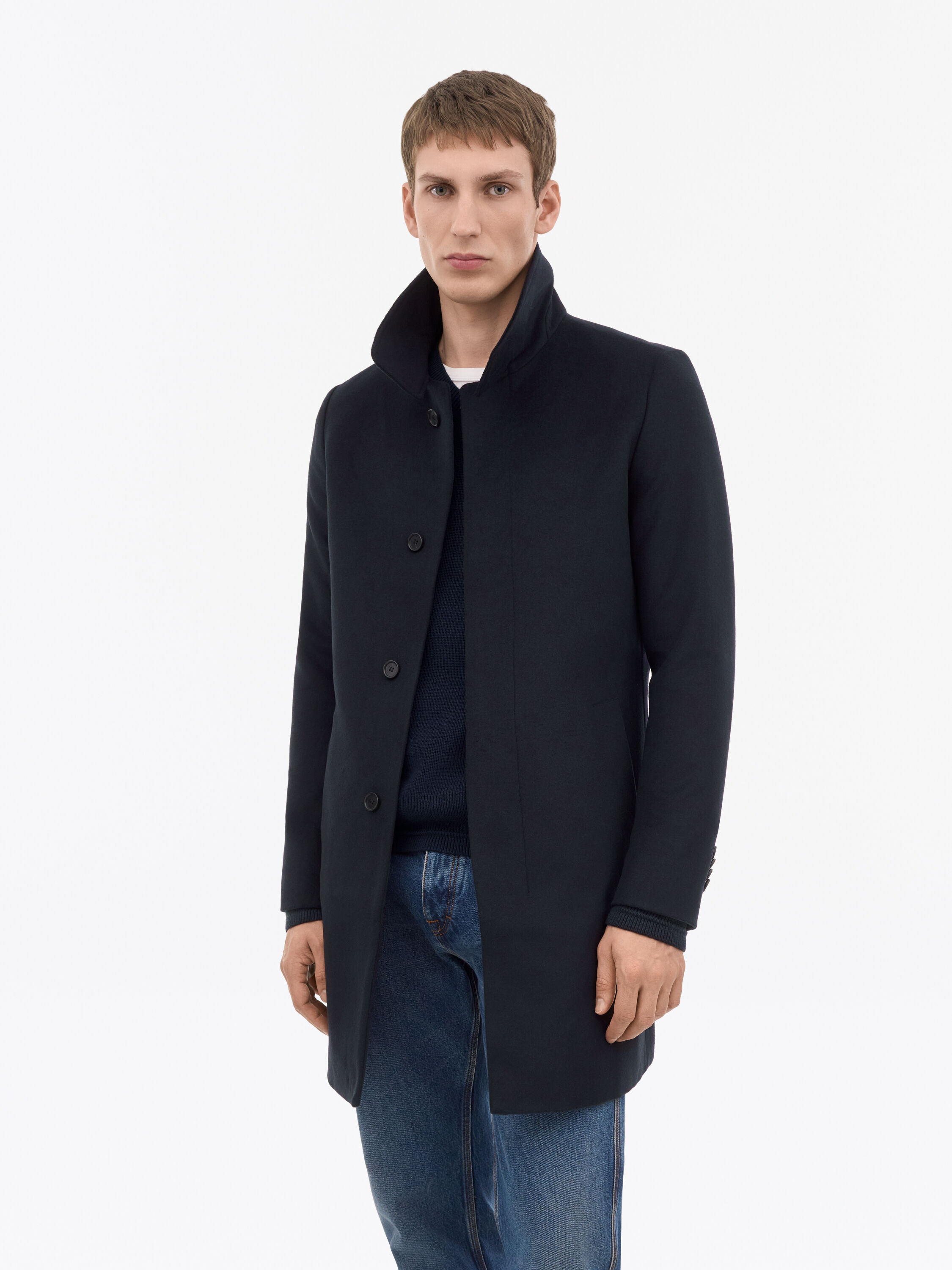 Aleric Funnel-Neck Wool Coat