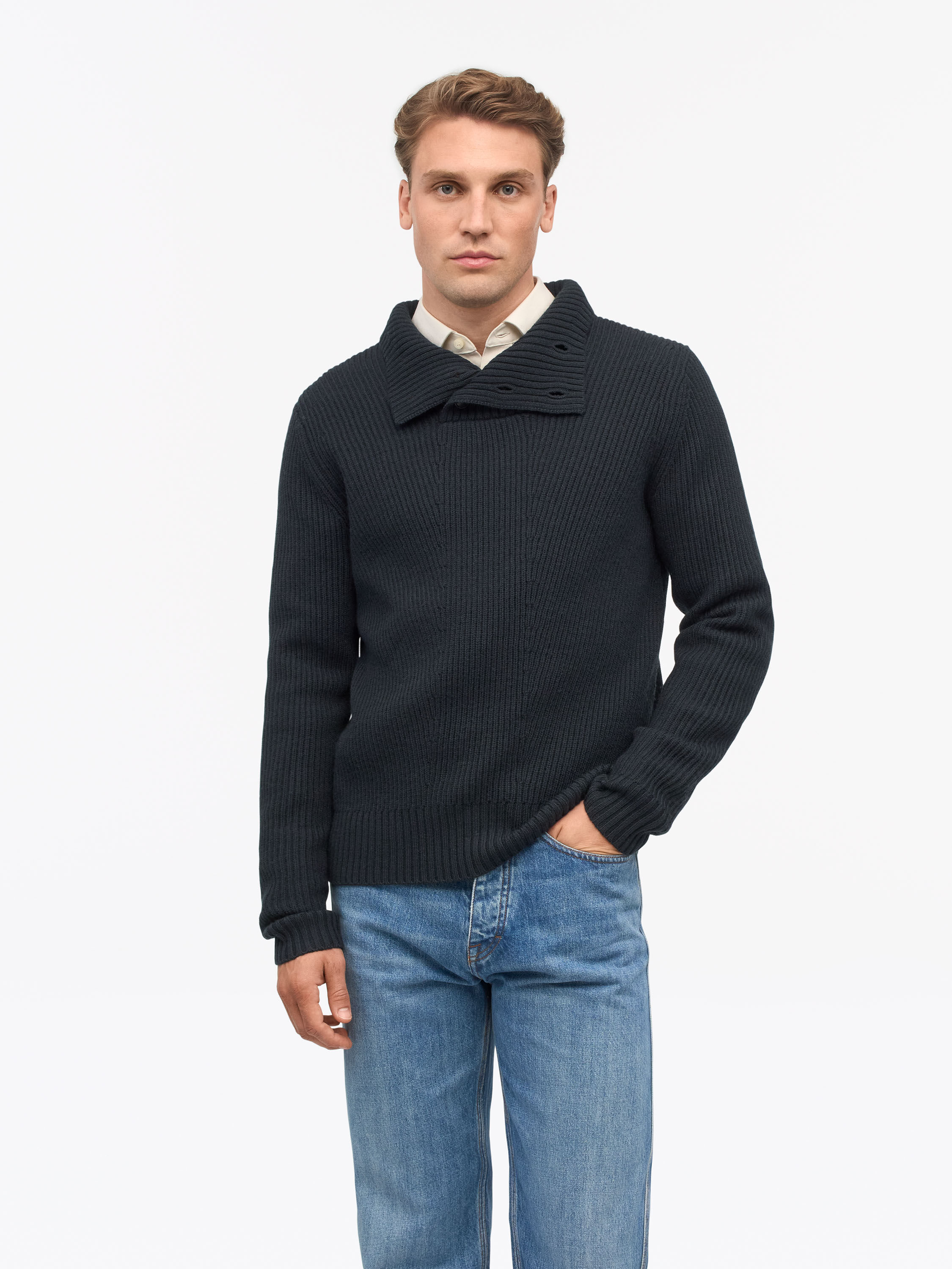 Peter Funnel Neck Wool Pullover