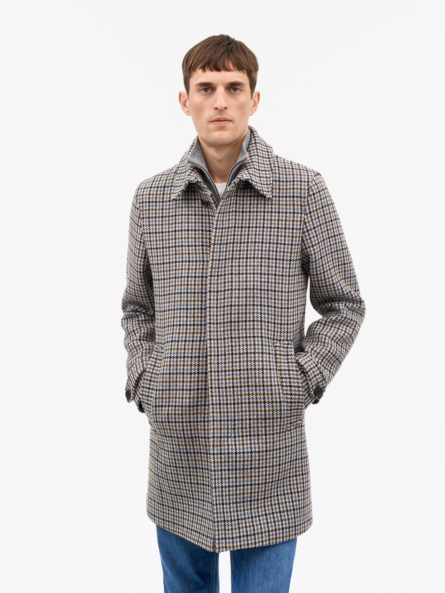 Cane Houndstooth Wool Coat