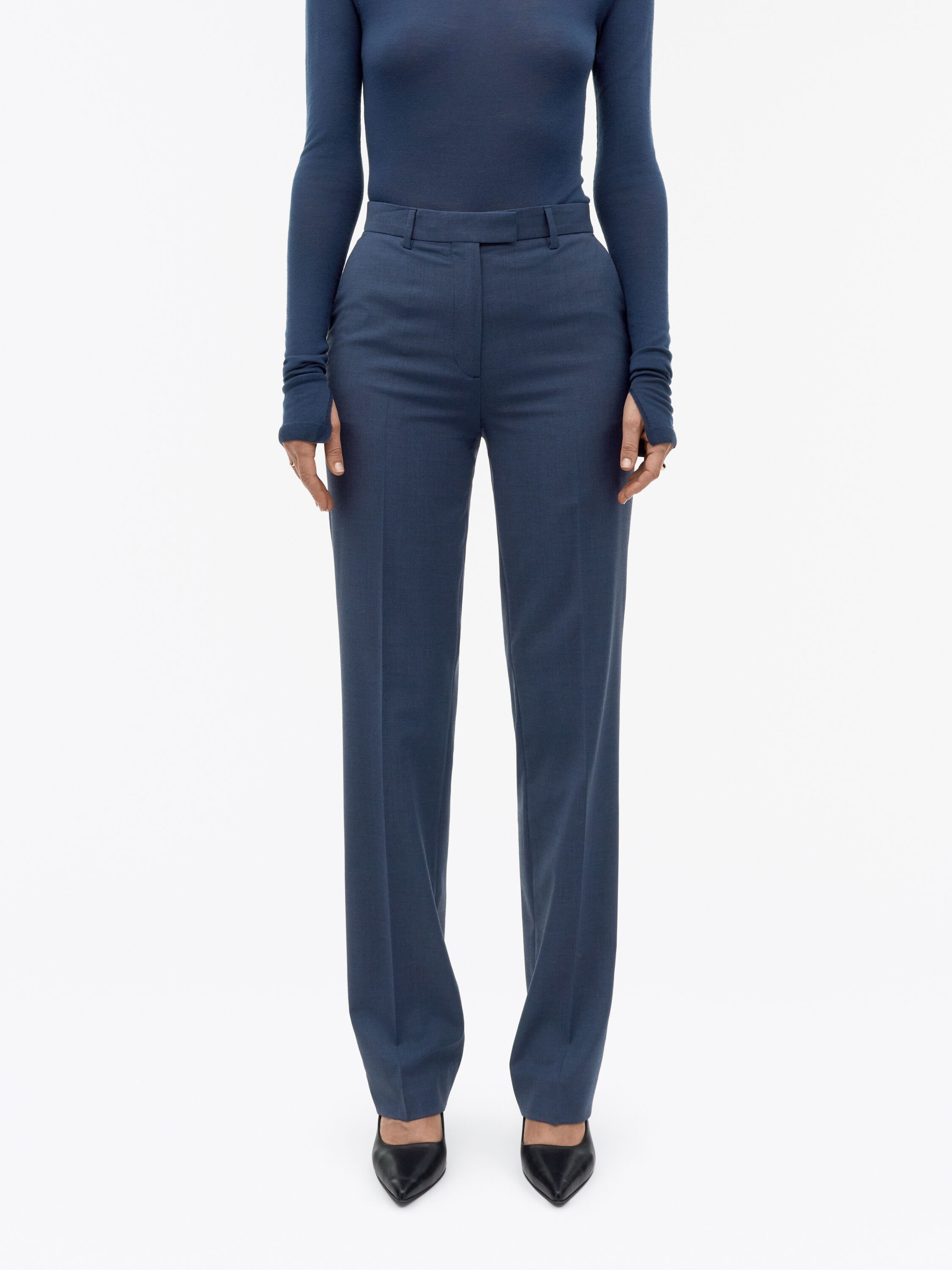 Nove Slim Straight Wool Trousers