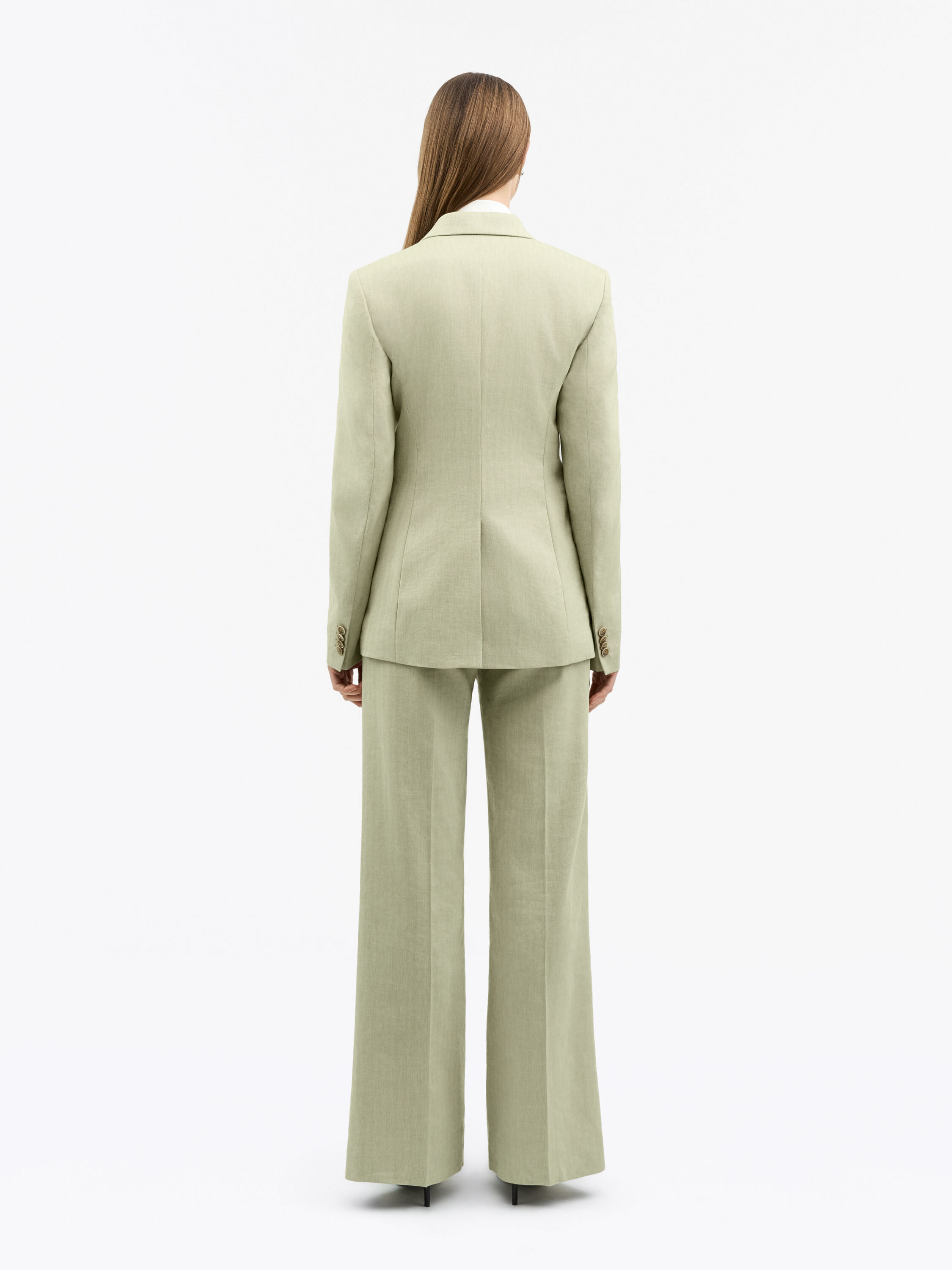 Narina Green Linen-Wool Suit