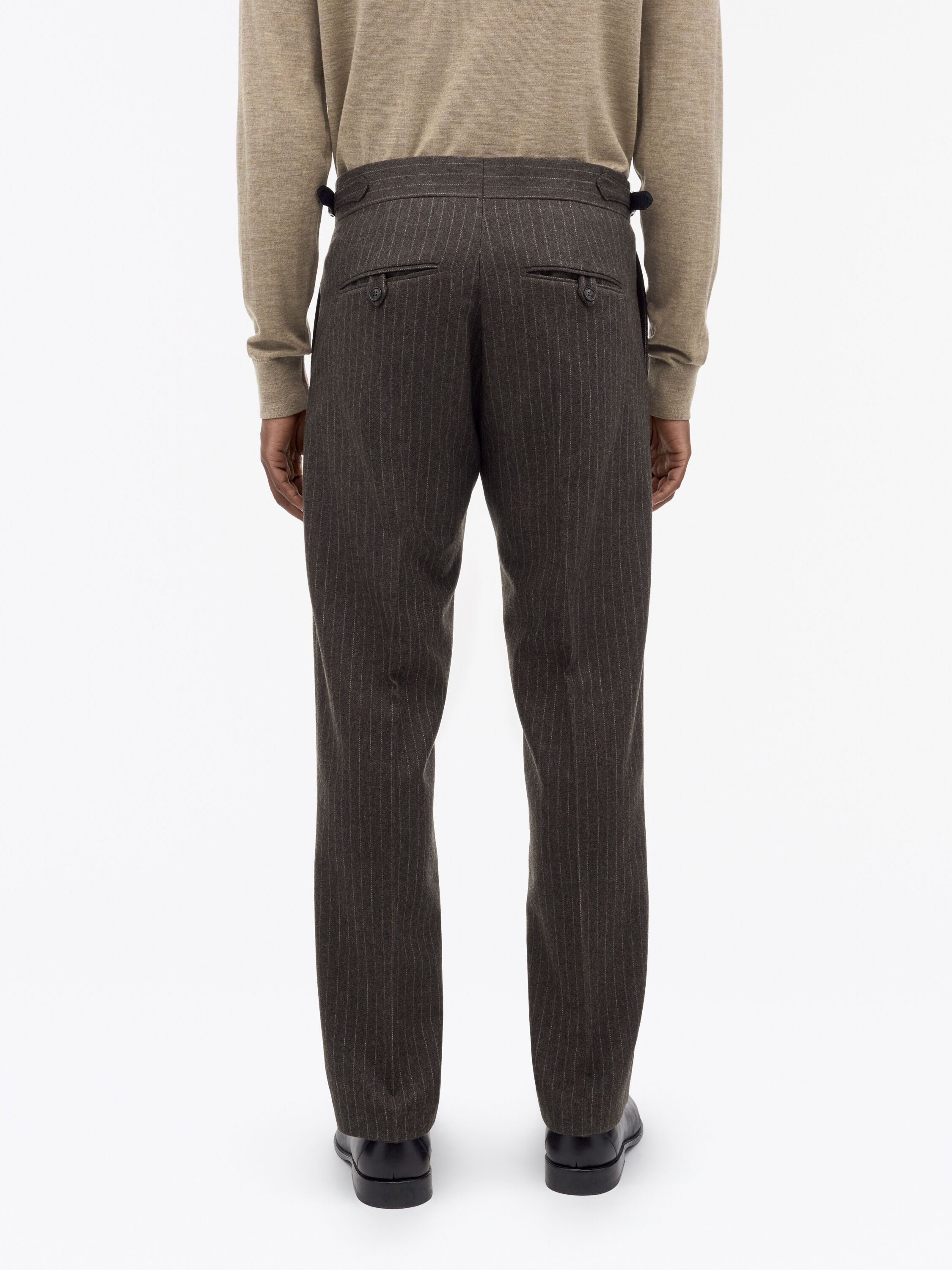 Tense A Pinstripe Wool Trousers