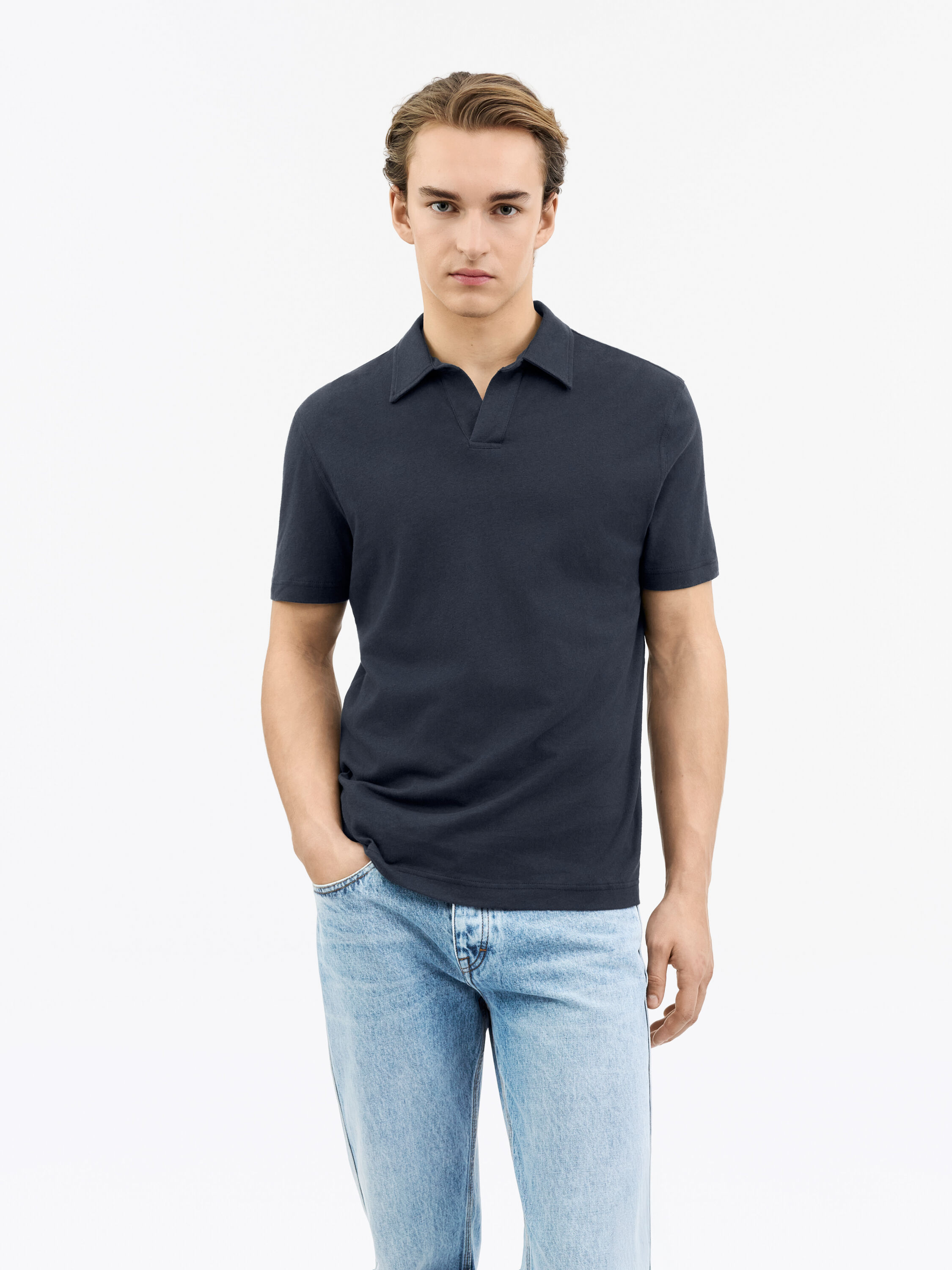 Ray Open-Neck Polo Shirt
