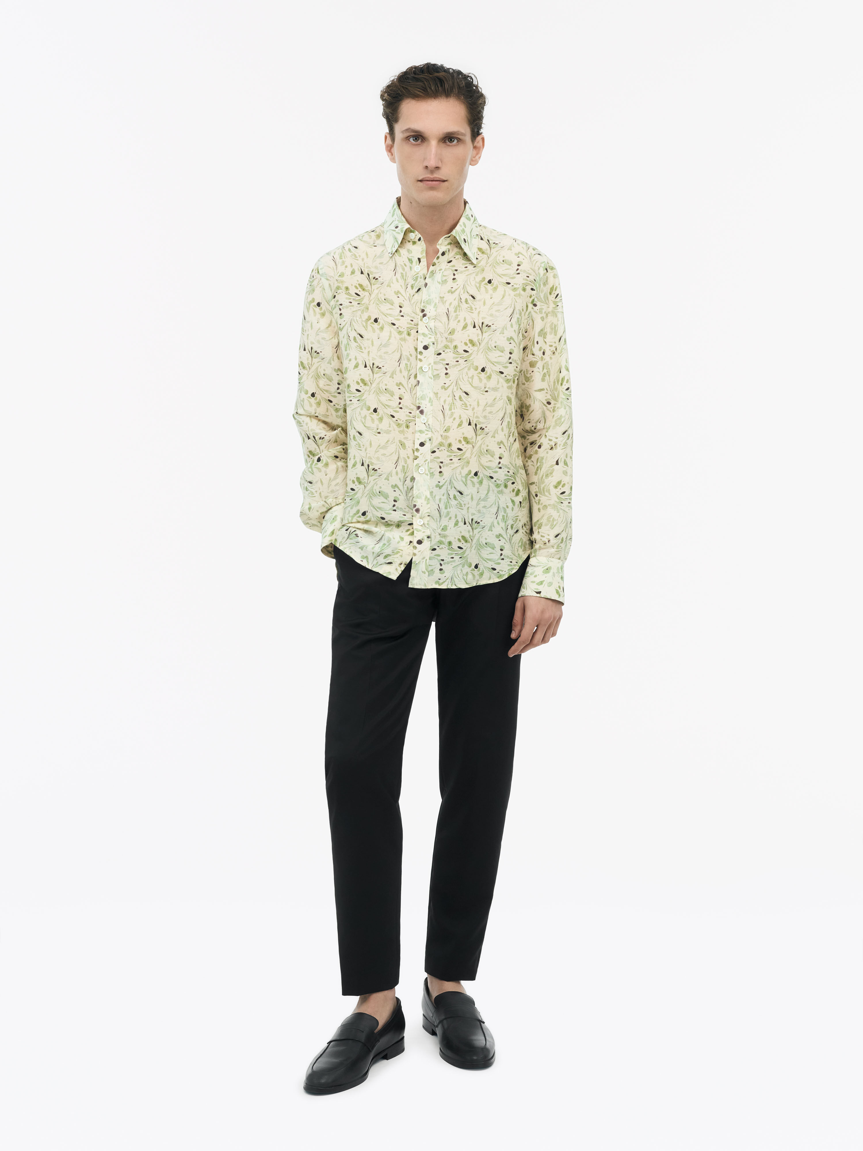 Bennett Leinen-Print-Shirt