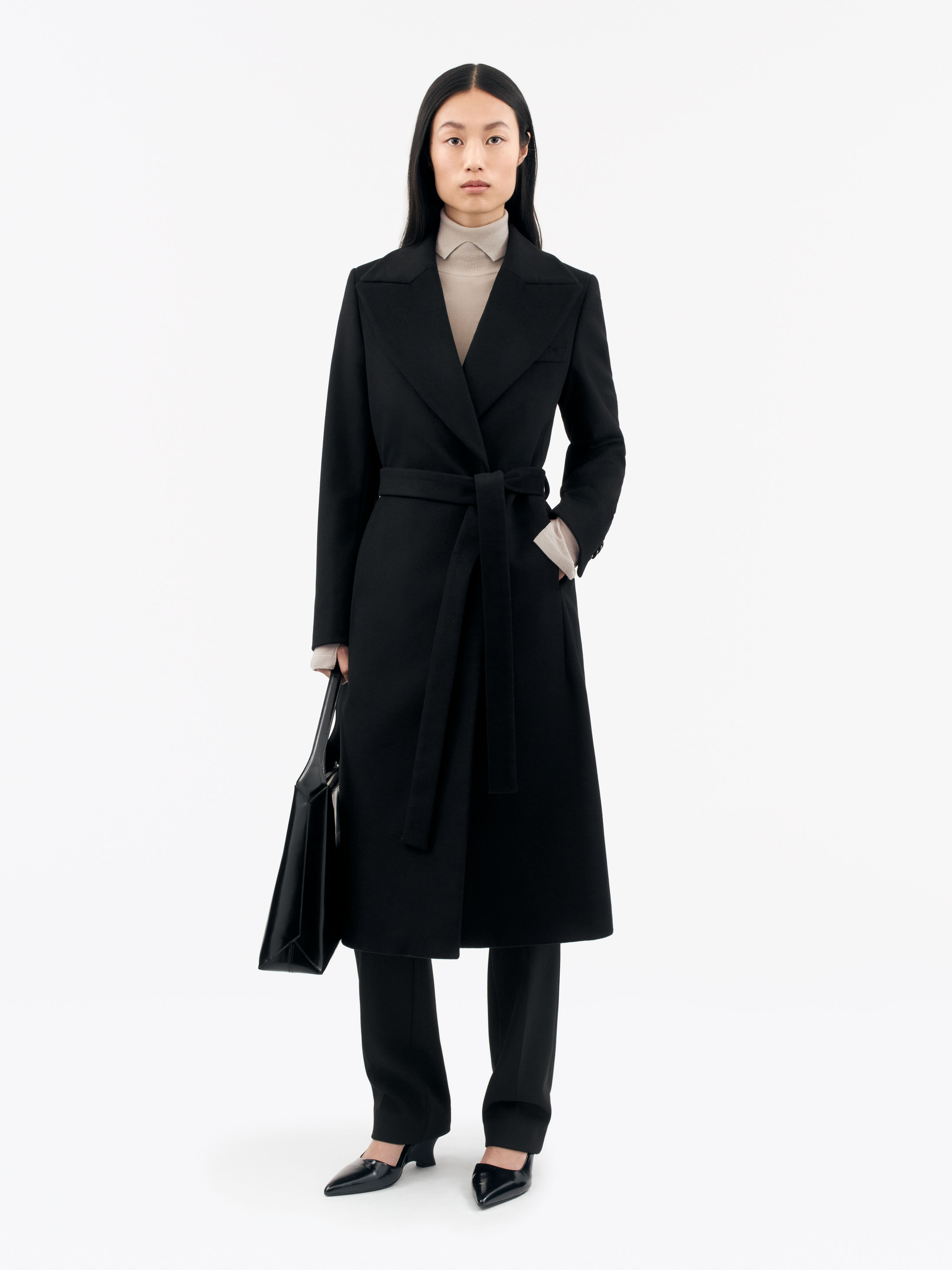 Black Rimina Coat in Cashmere Wool Blend Tiger Of Sweden