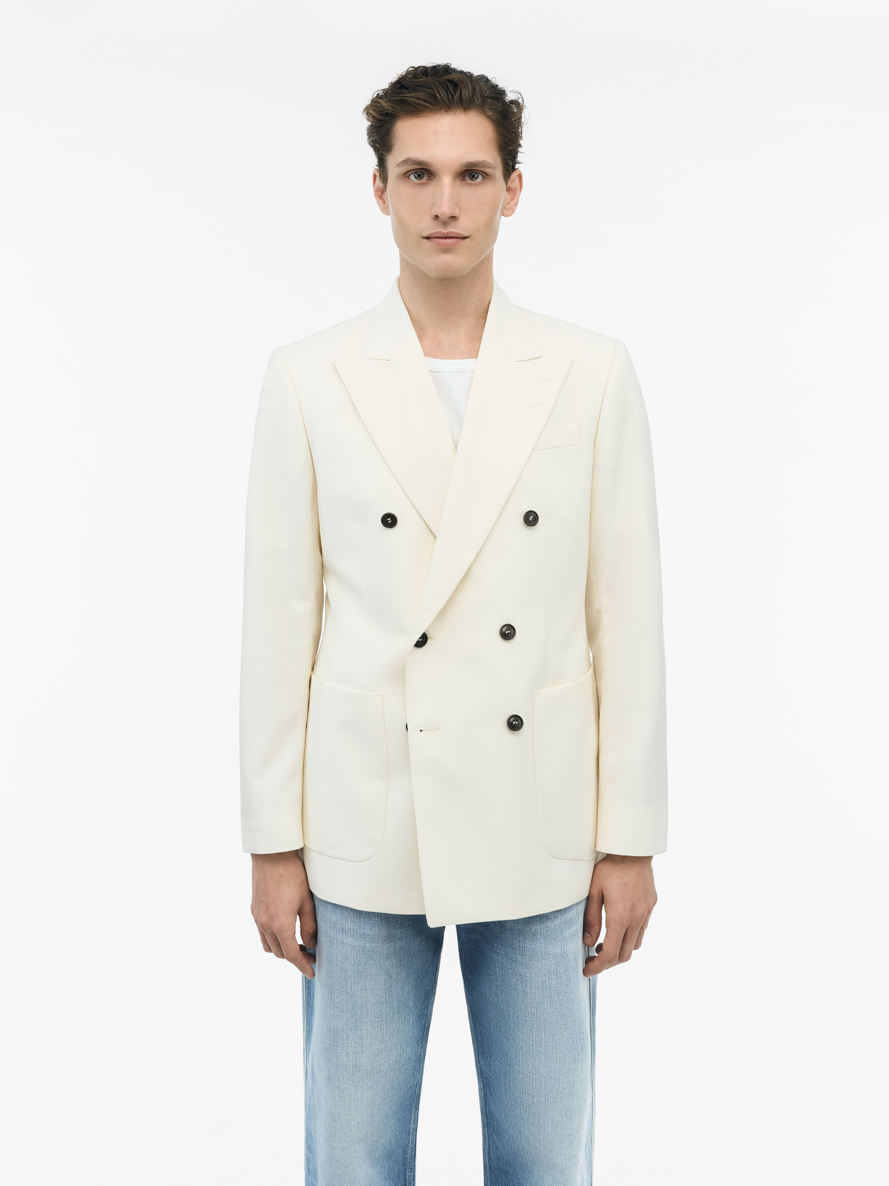 ジャケット・アウター DOUBLE LAPELED DOUBLE BREASTED COAT 23AW YOKO SAKAMOTO TWEED DOUBLE BREASTED COAT / BLACK – VISION OF
