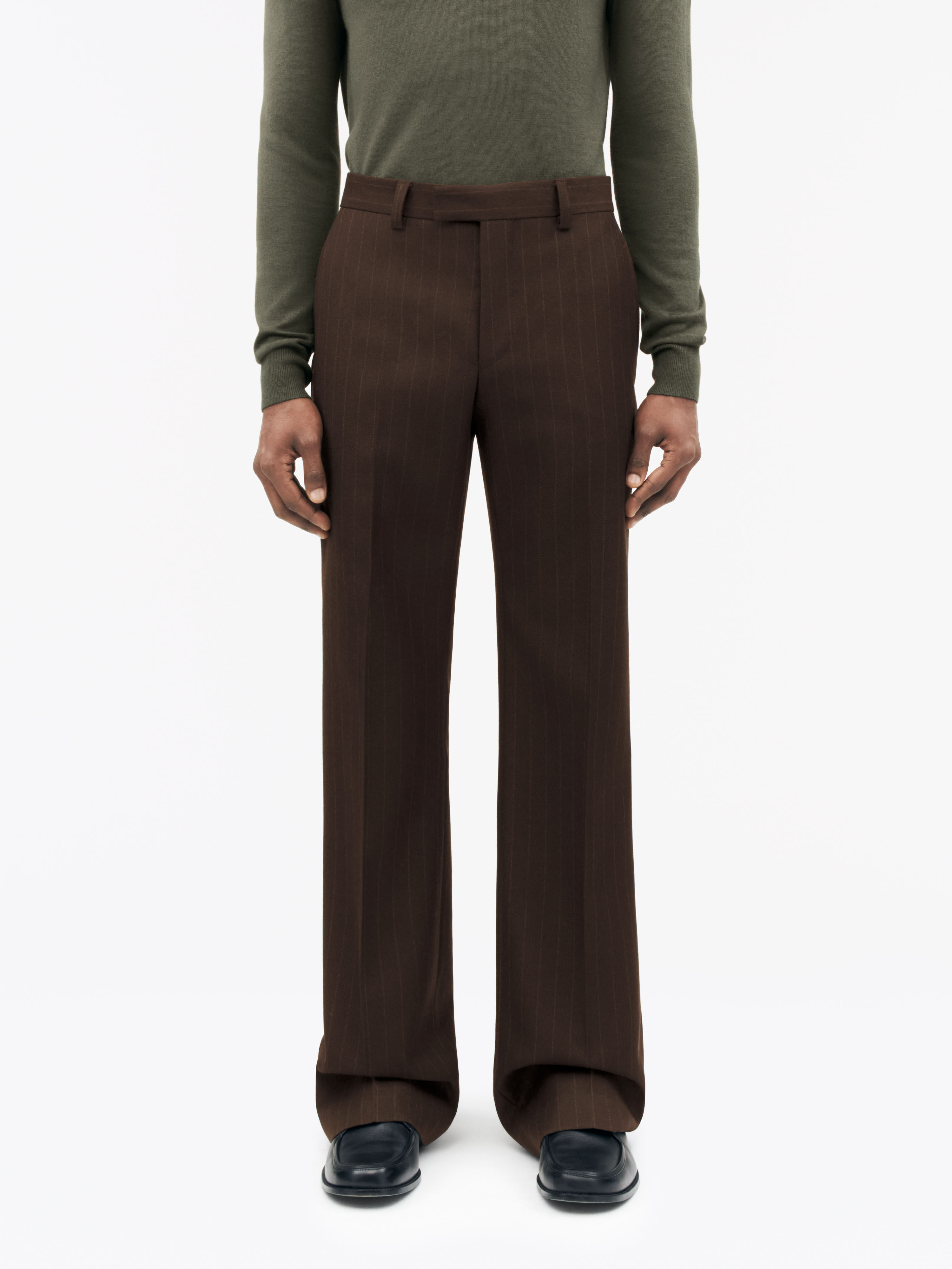 【関税込み】Tiger of Sweden ブラウン Tyler トラウザーズ Wool brown slightly flared silhouette Tyler Trousers | Tiger