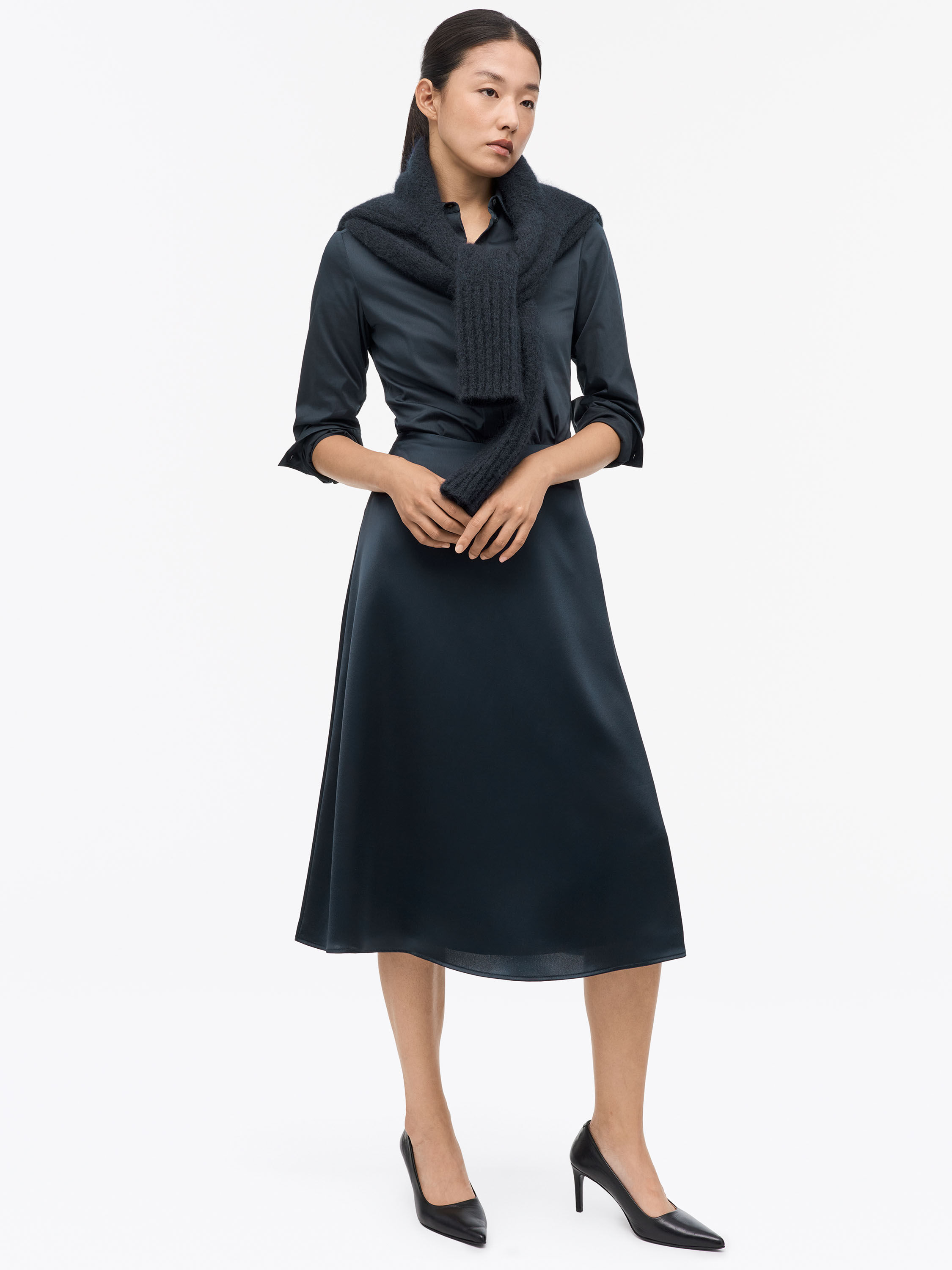 Amy Flared Satin Skirt