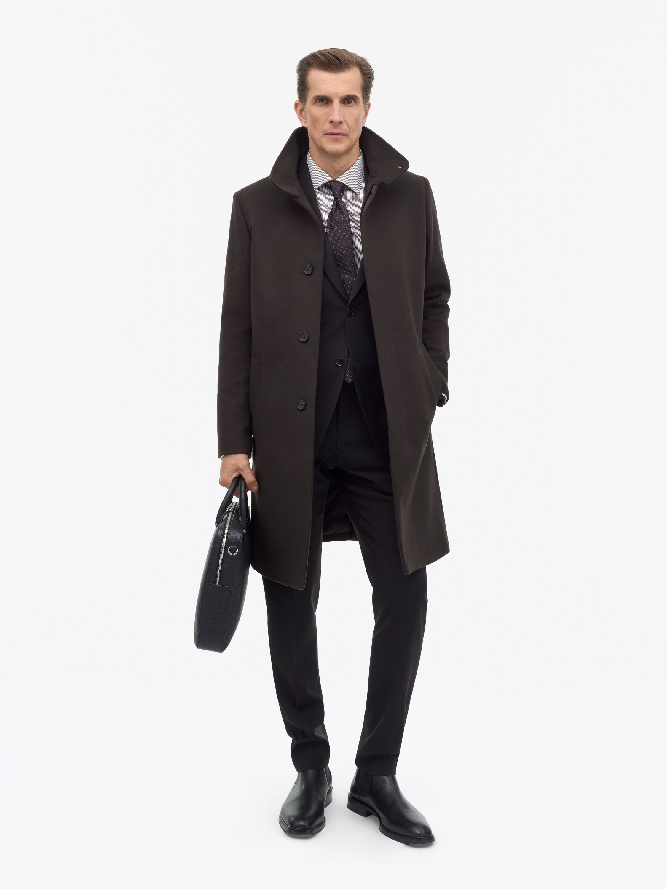 Aleric Funnelneck Wool Coat