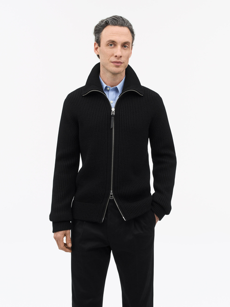 Niall Zip-Up Wool Cardigan