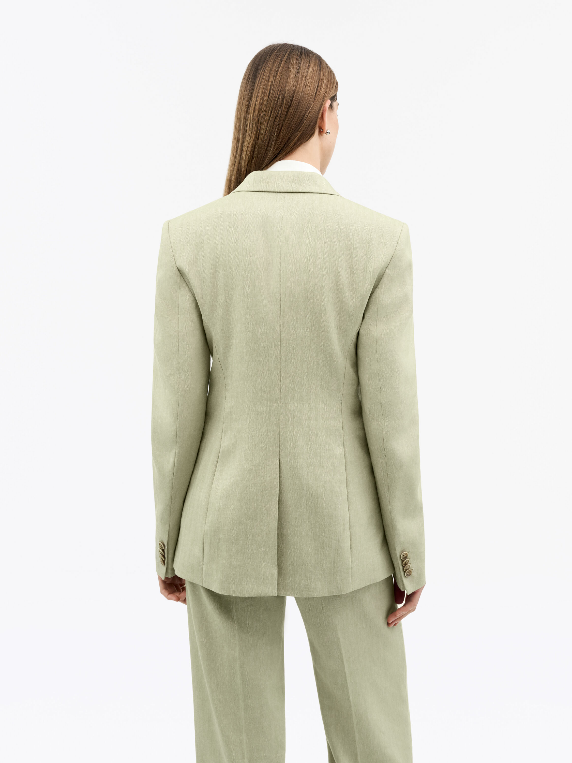 Narina Green Linen-Wool Suit