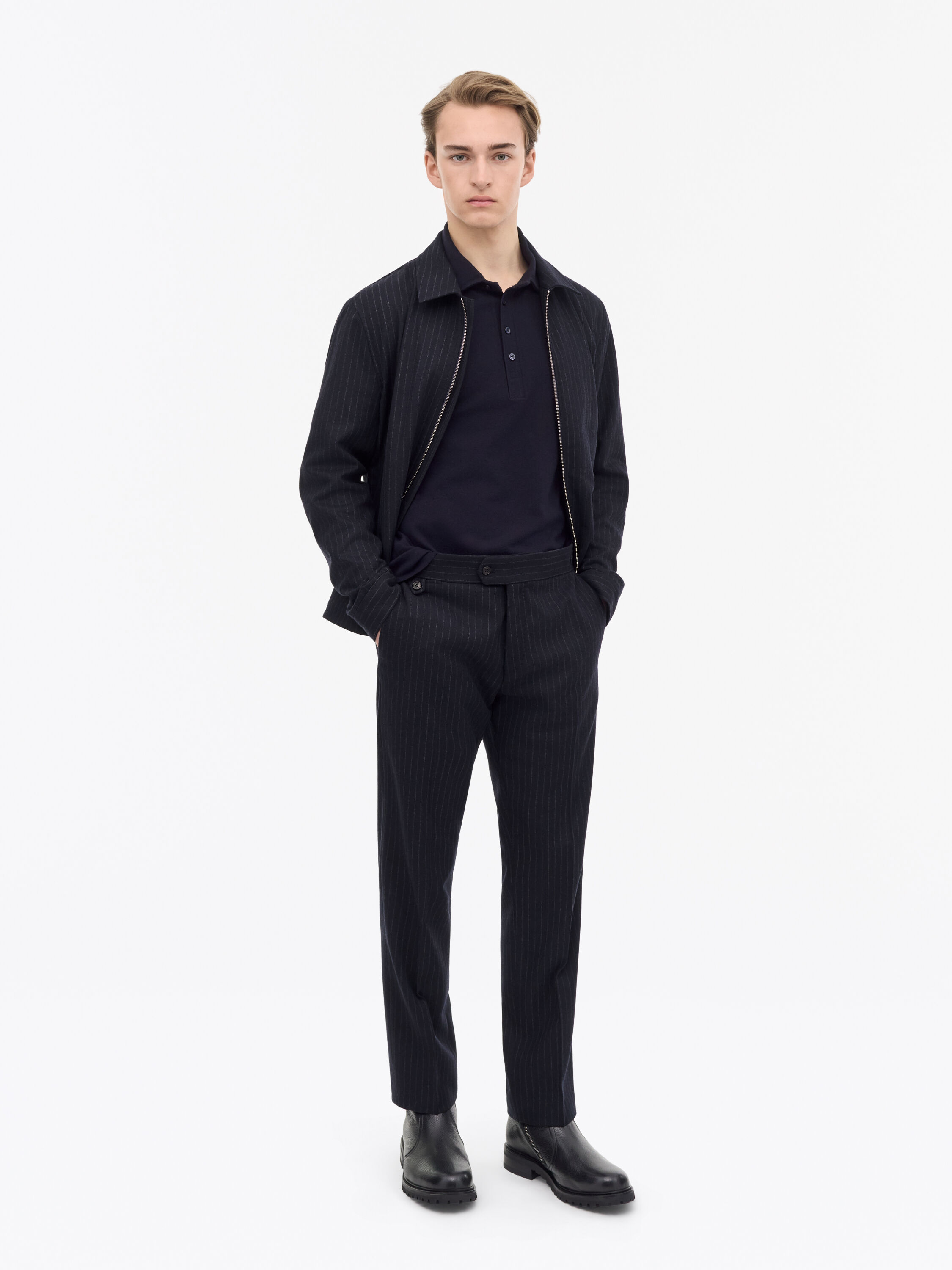 Tense A Pinstripe Wool Trousers