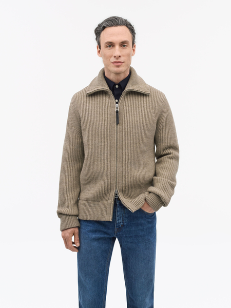 Niall Zip-Up Wool Cardigan