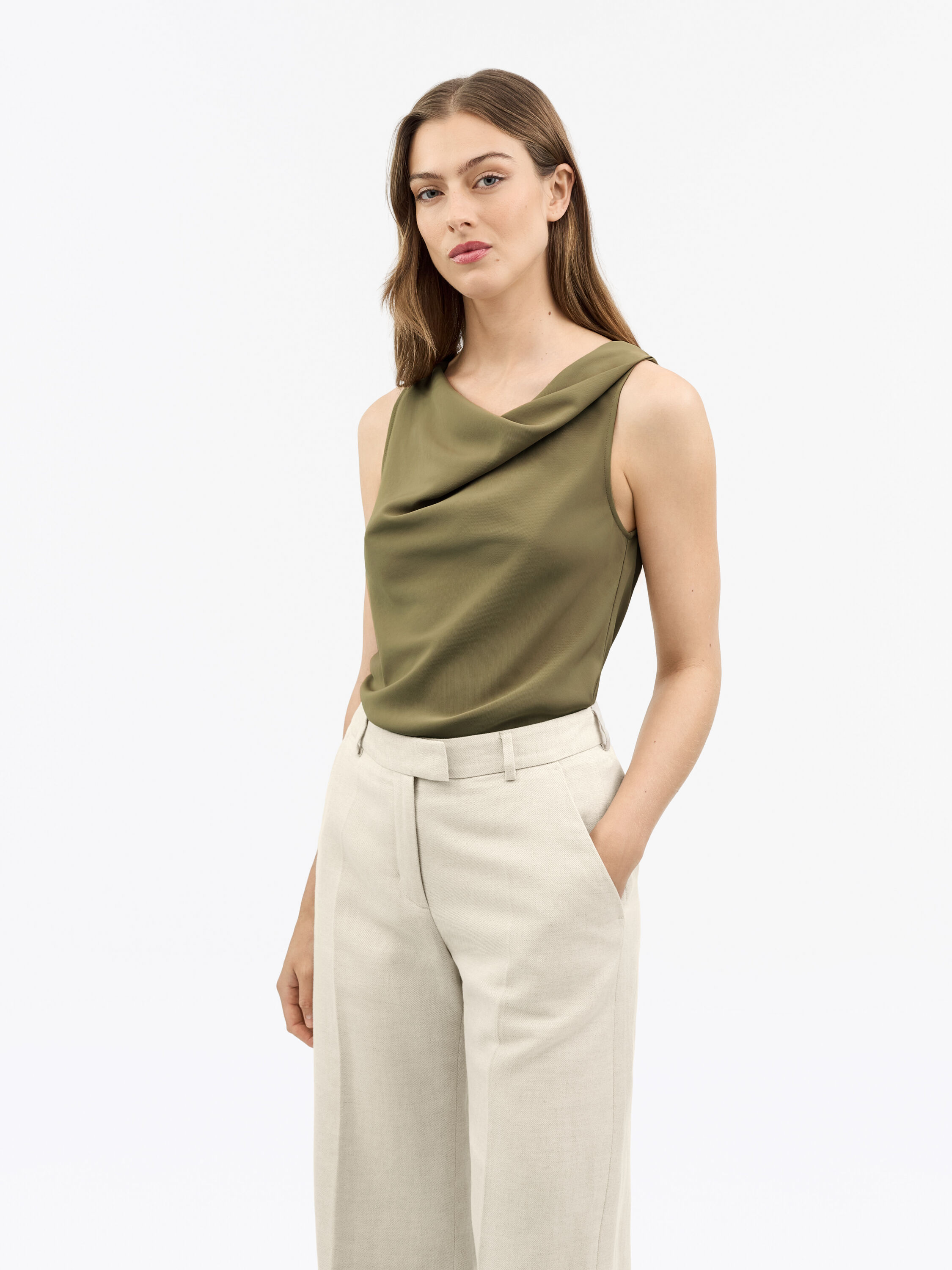 Helvie Sleeveless Satin Top