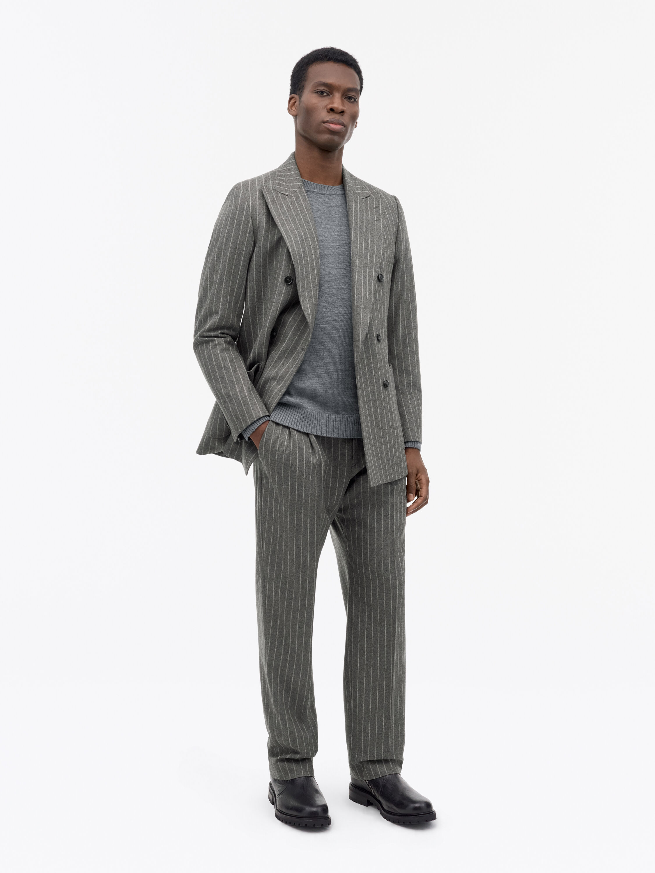 Theo A Pinstripe Wool Trousers