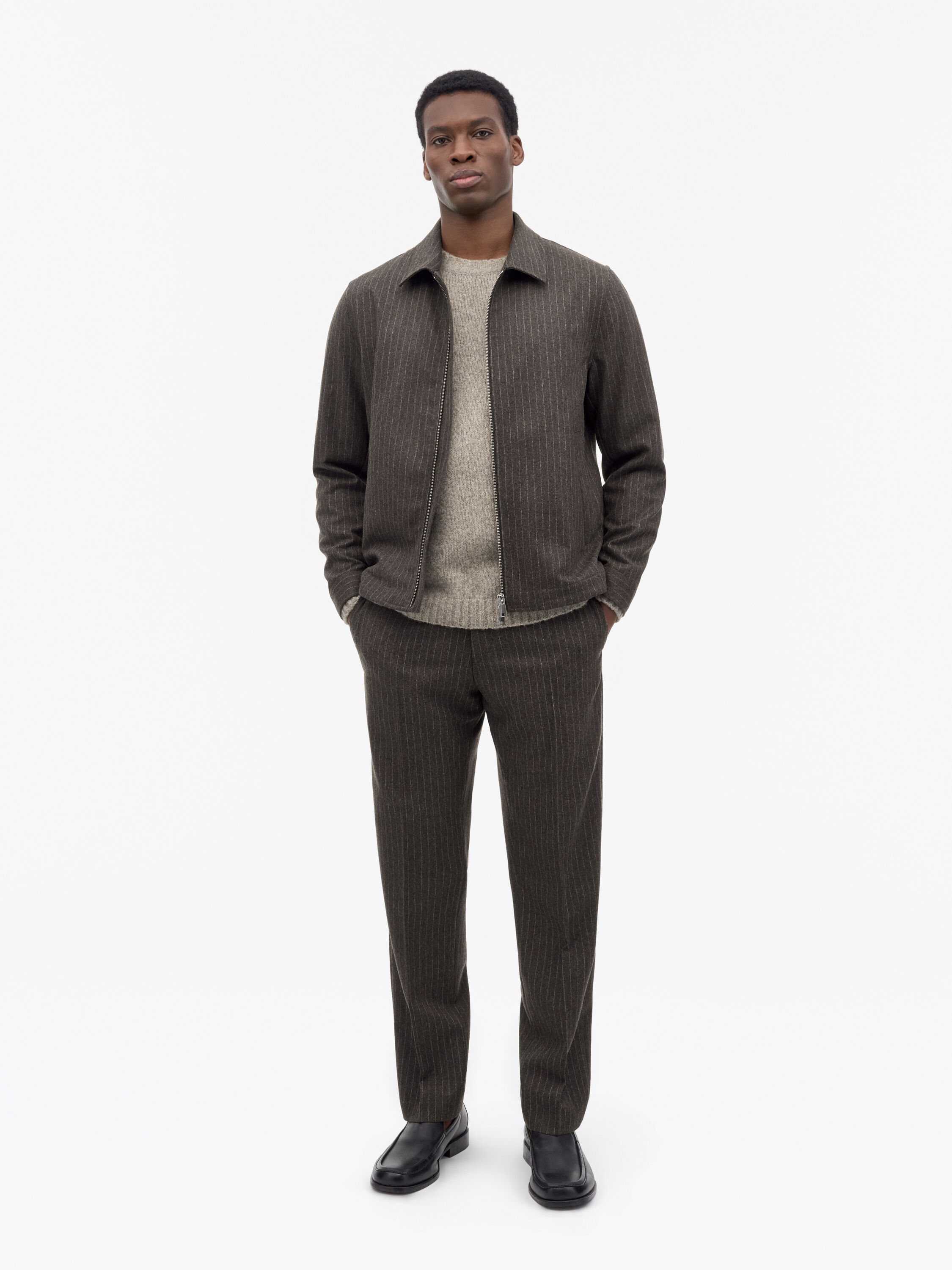 Tense A Pinstripe Wool Trousers