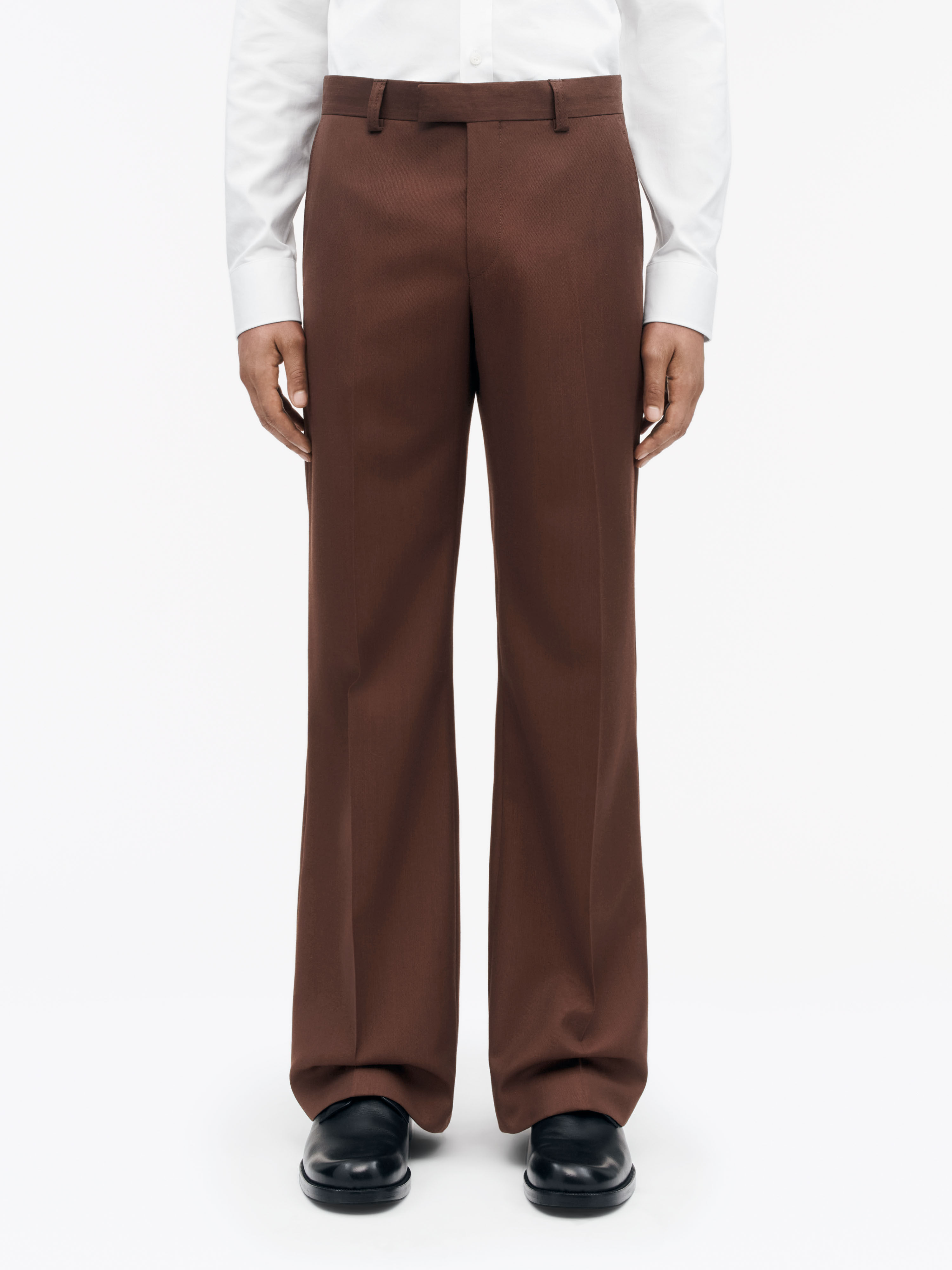 Wool-silk brown flare Tyler Trousers | Tiger Of Sweden
