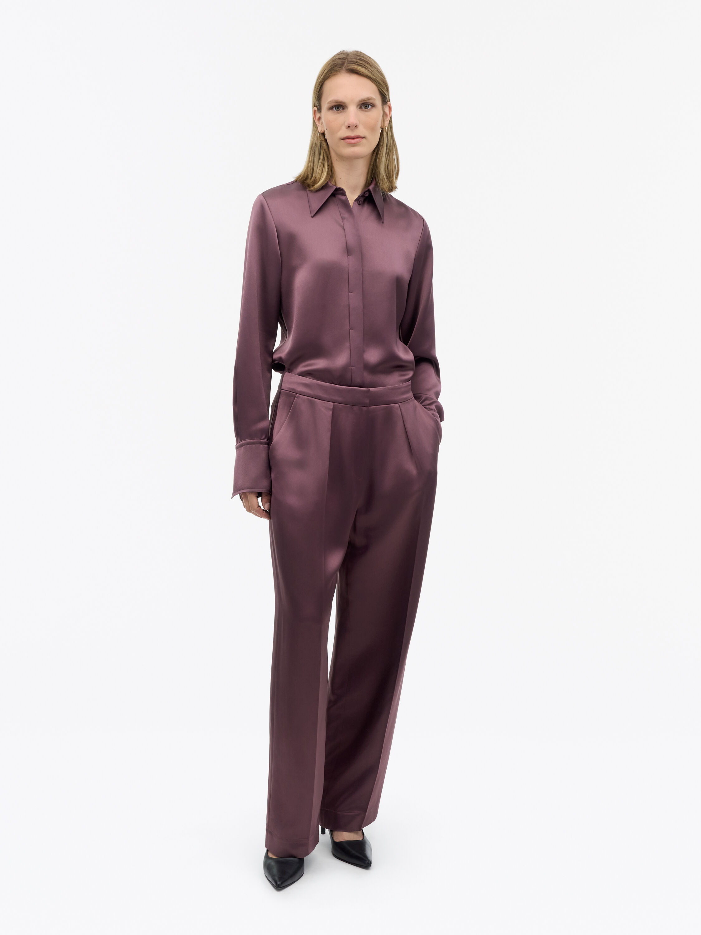 Inga Straight-Fit Satin Trousers