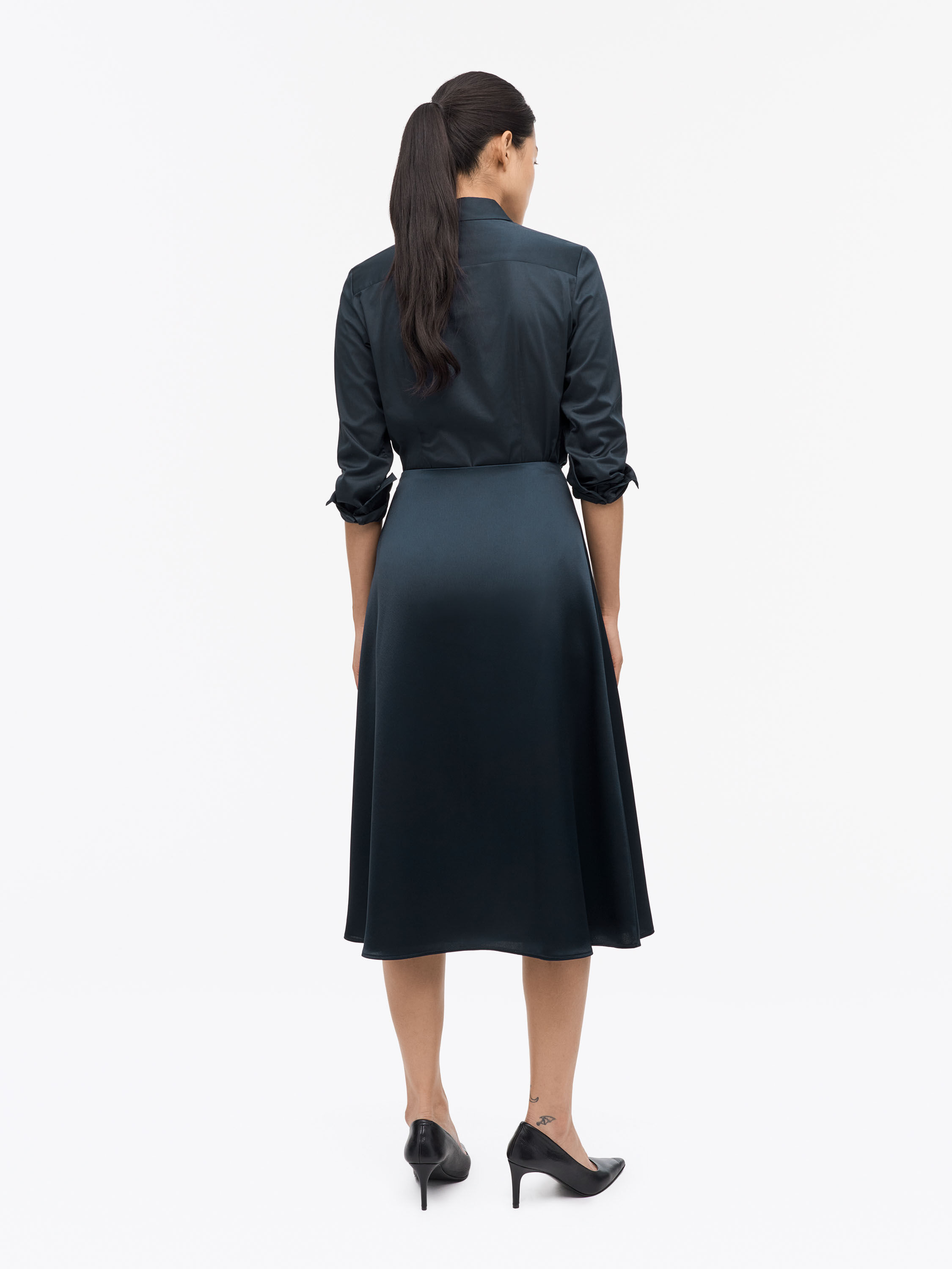 Amy Flared Satin Skirt