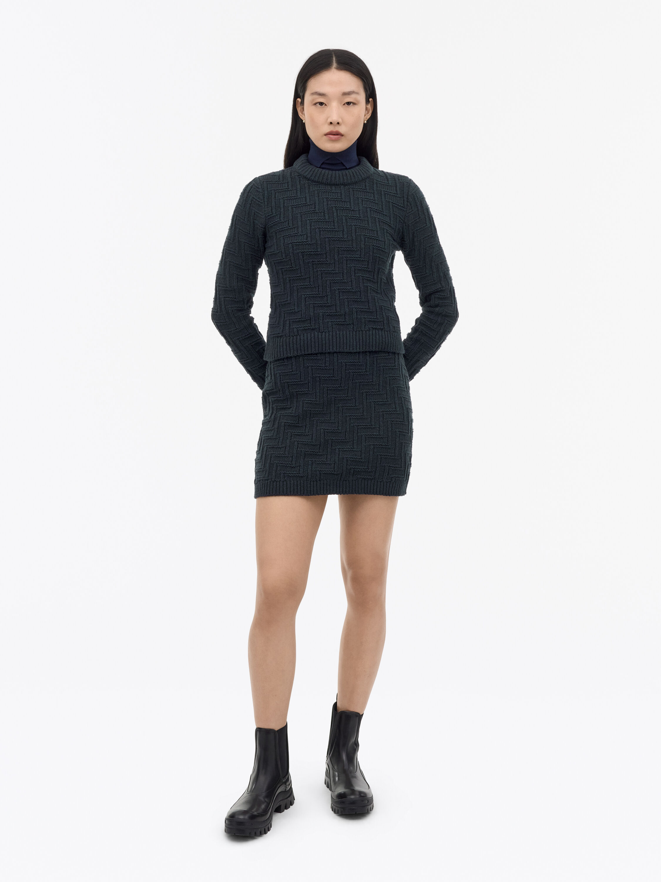 Cherry Knitted Textured Skirt