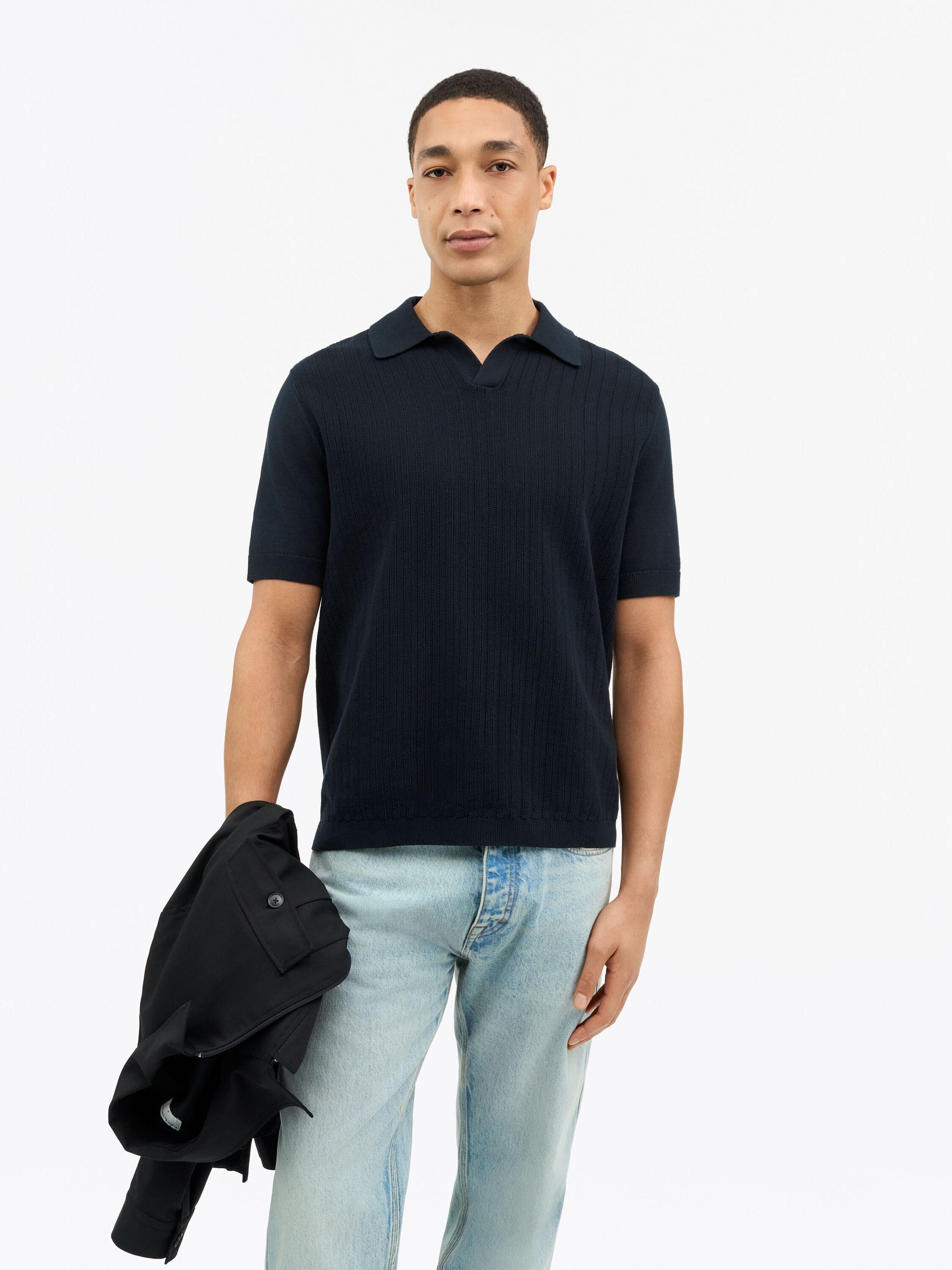 Eoin P Rib-Knit Polo