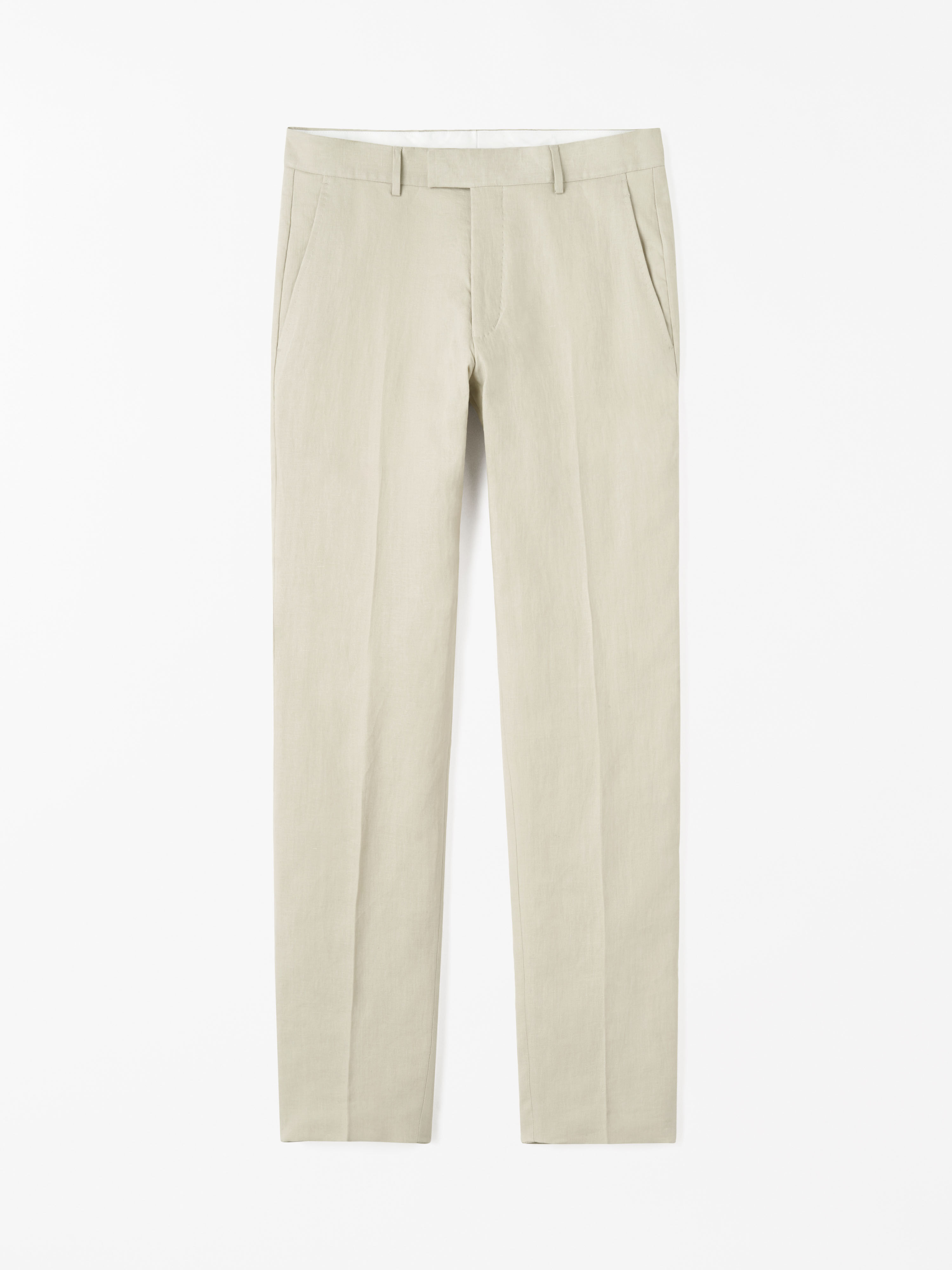 アプントビー　TROUSERS VICHY LINEN AND COTTON rennes — Apuntob | Long Straight Trousers in Natural Vichy Linen