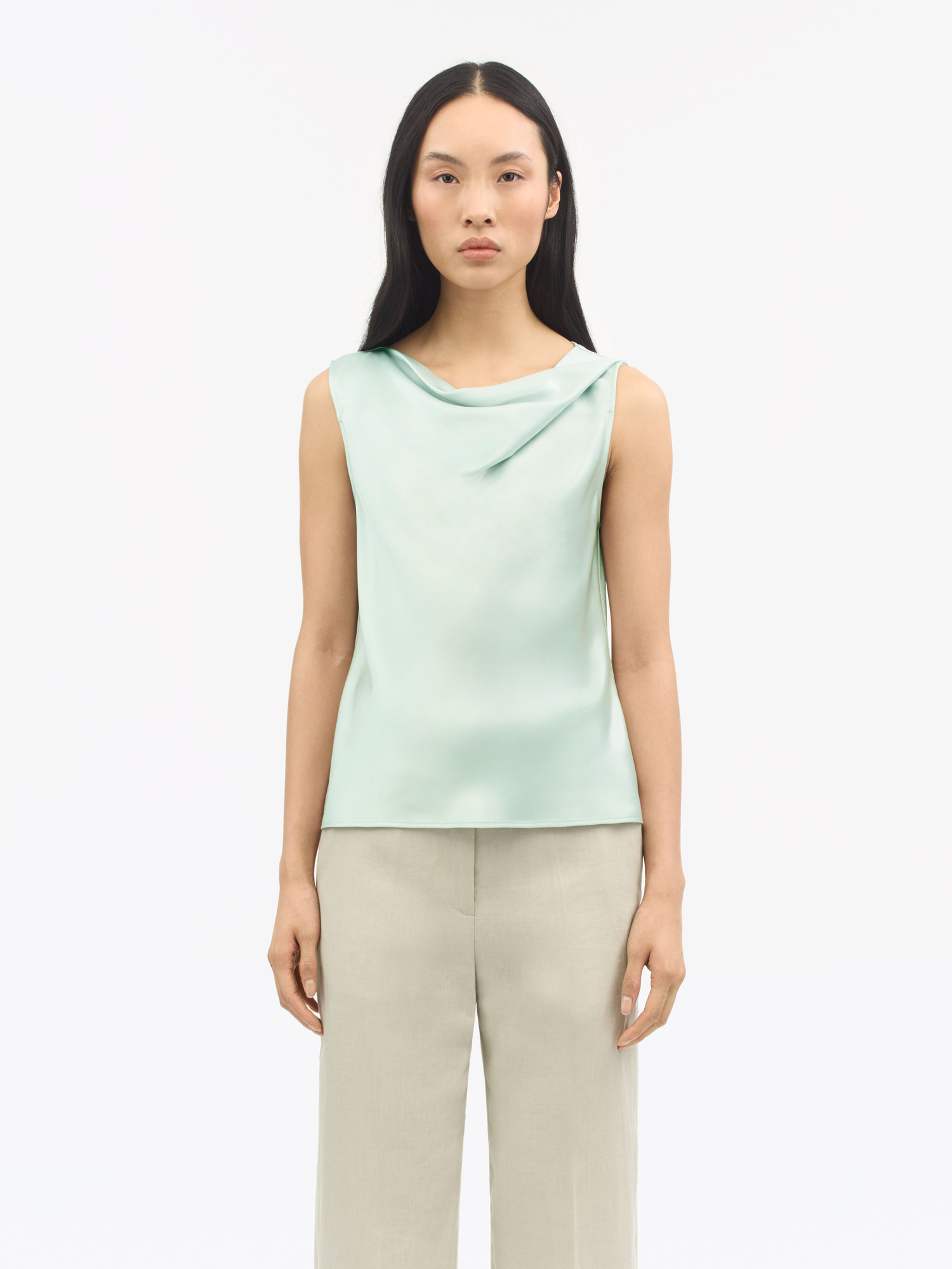 Helvie Sleeveless Satin Top