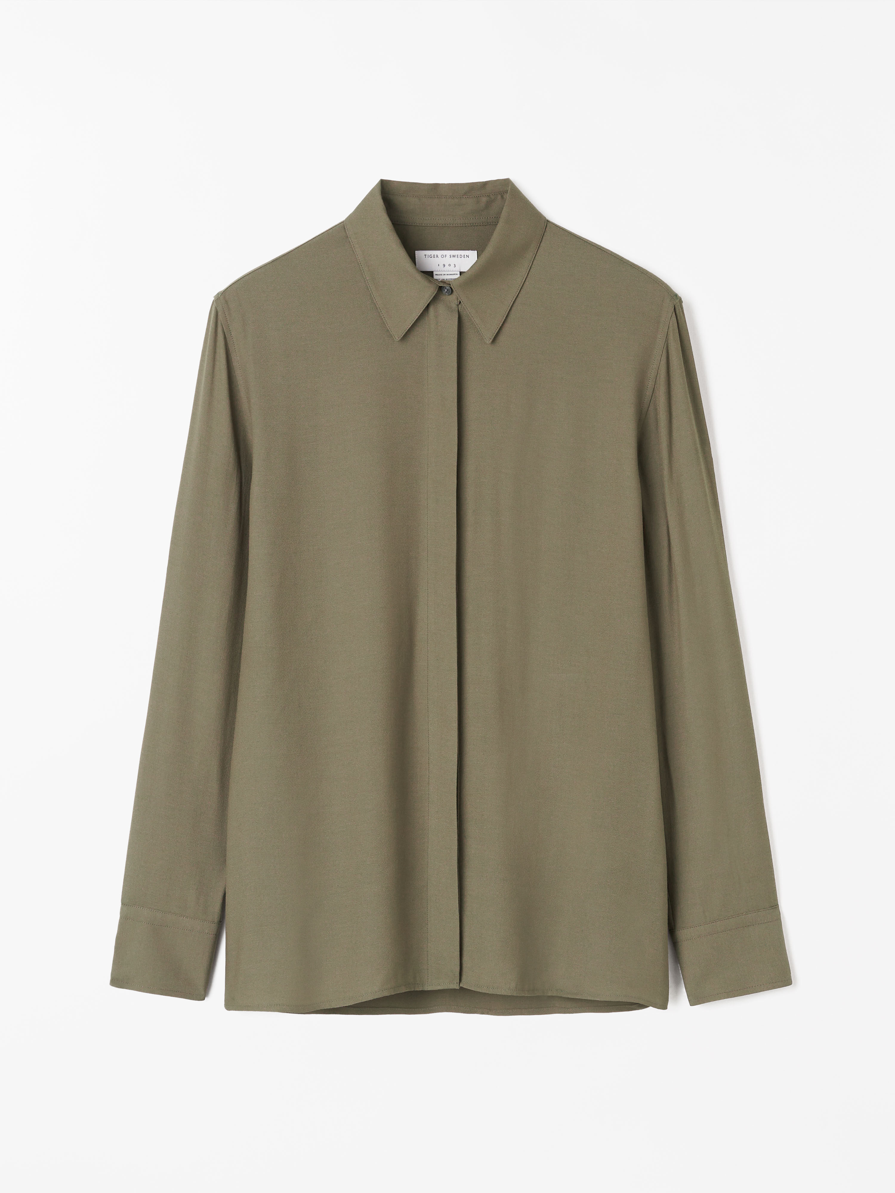 Regular fluid crepe dark green Narkisa Shirt | Tiger Of Sweden