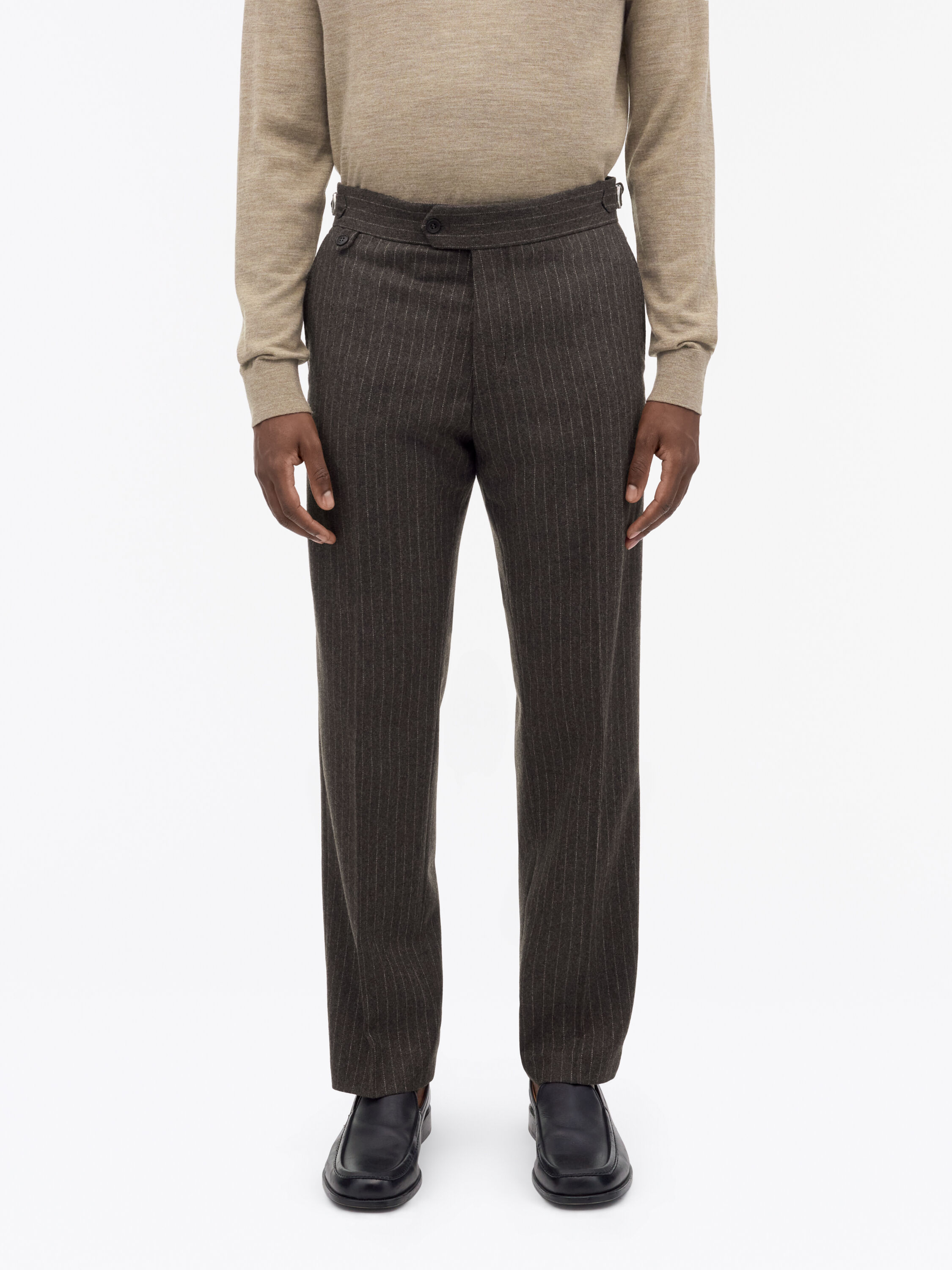 Tense A Pinstripe Wool Trousers