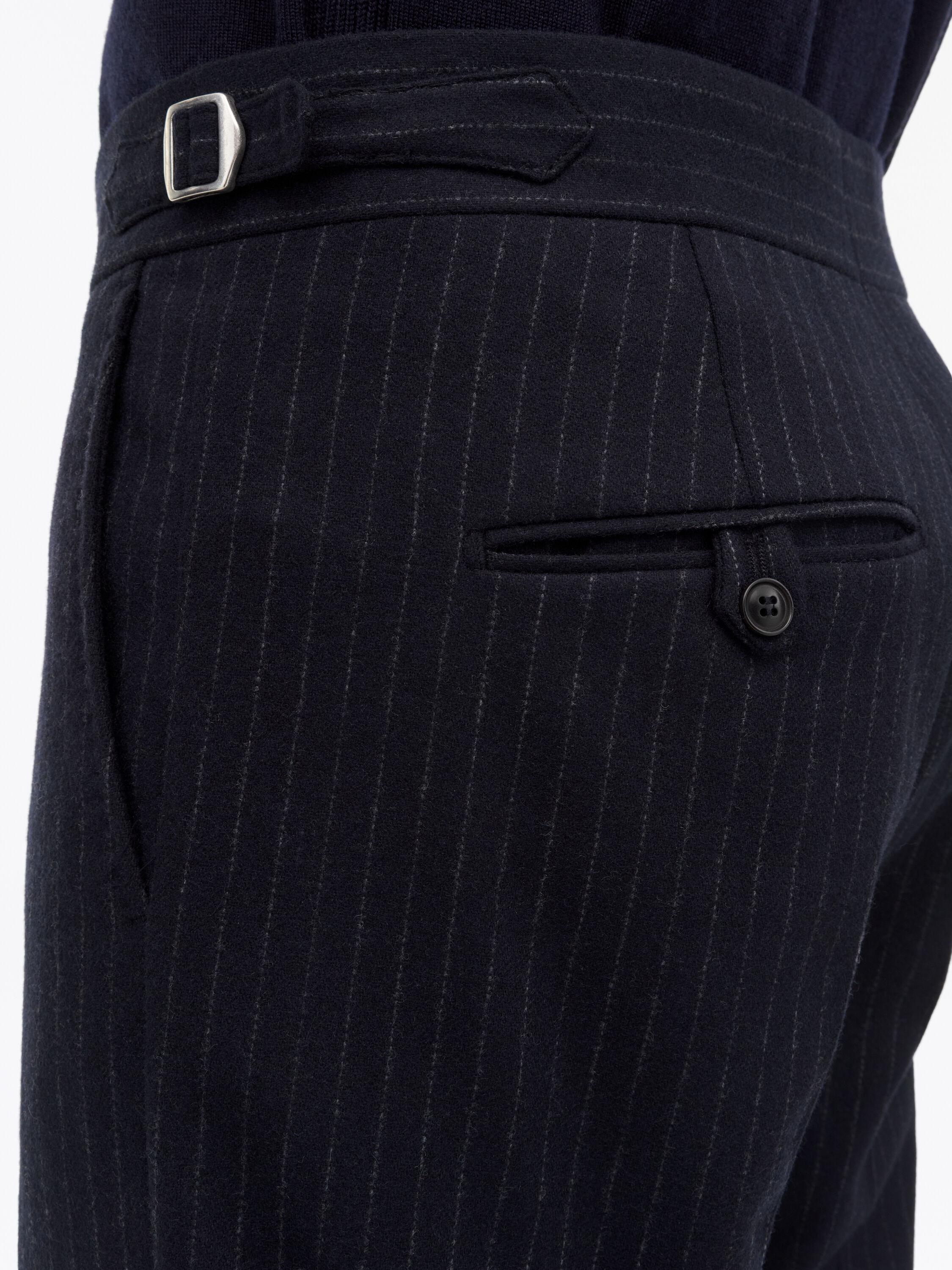 Tense A Pinstripe Wool Trousers