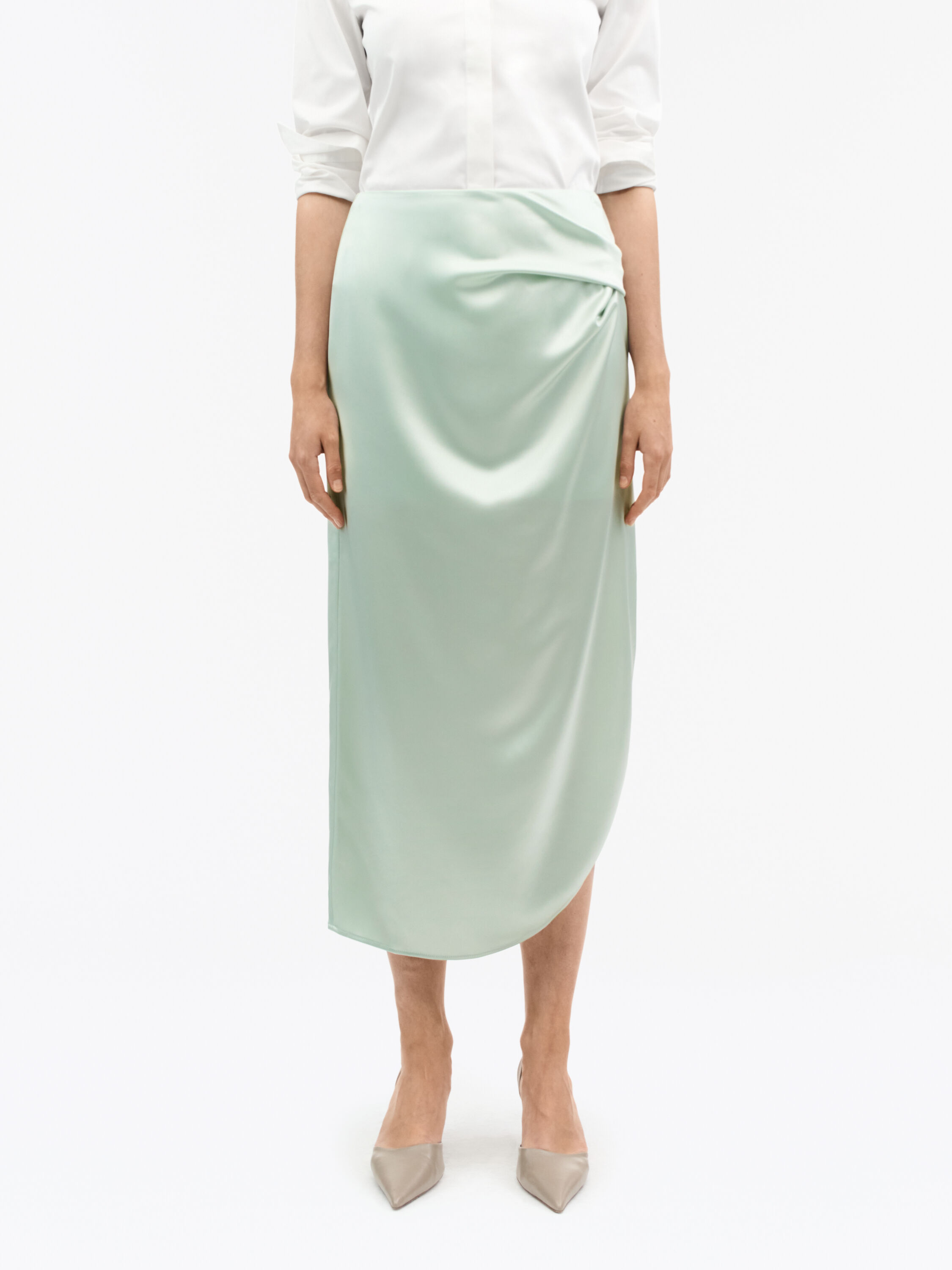 Valenie Drapey Satin Skirt