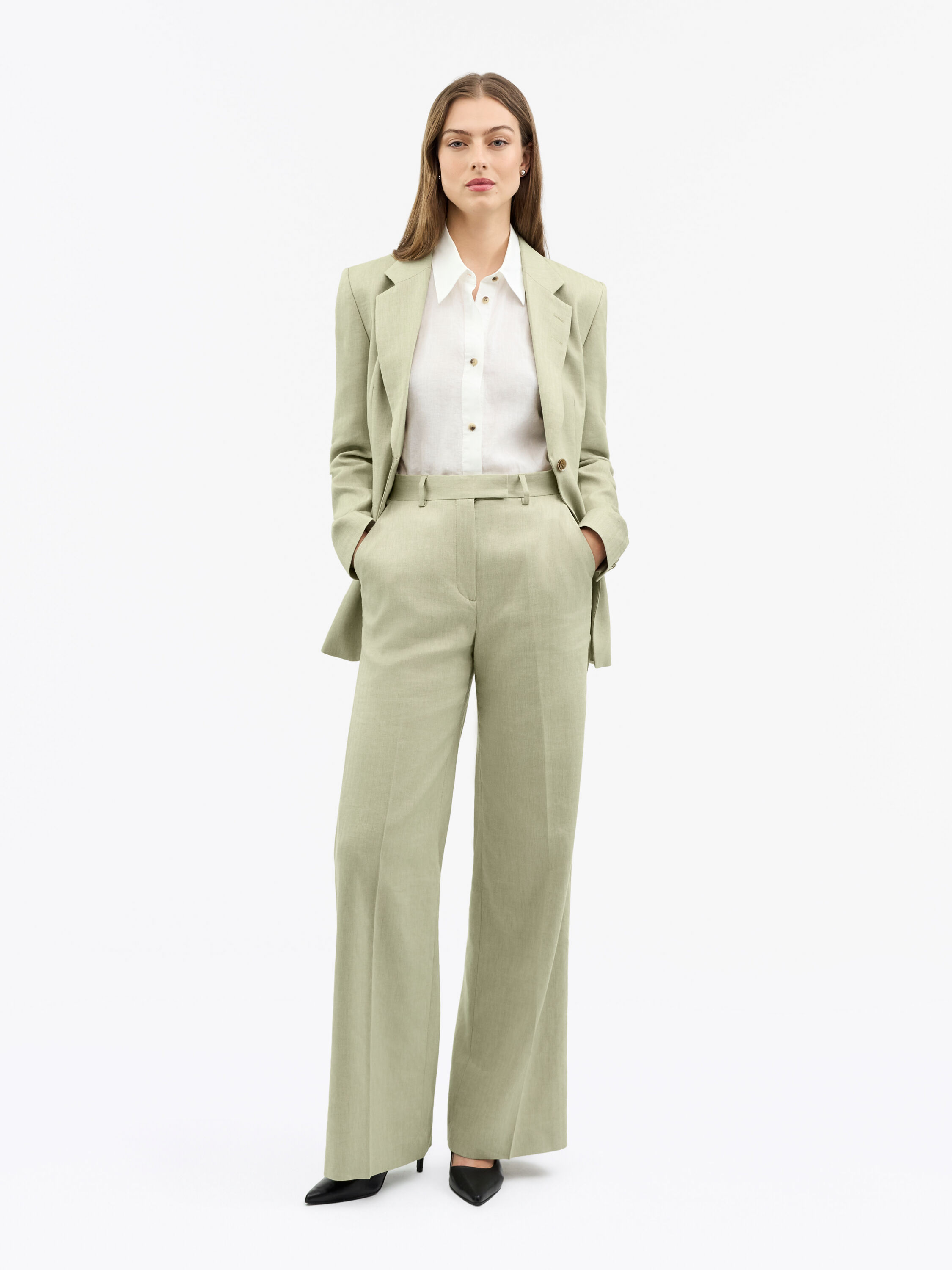 Irit Mid-Waist Linen Trousers