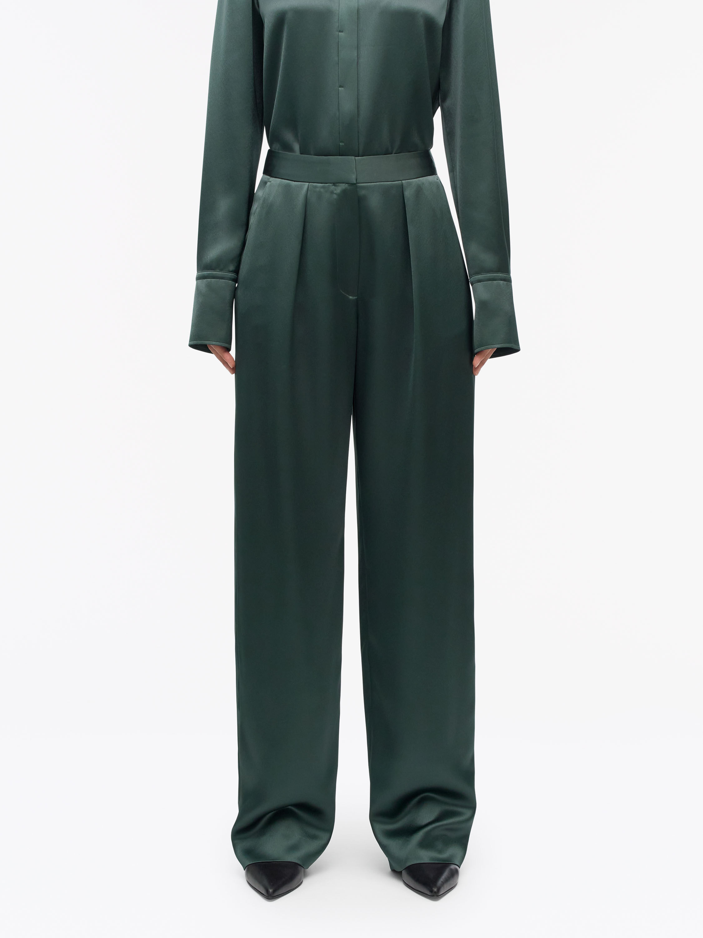 Inga Straight-Fit Satin Trousers